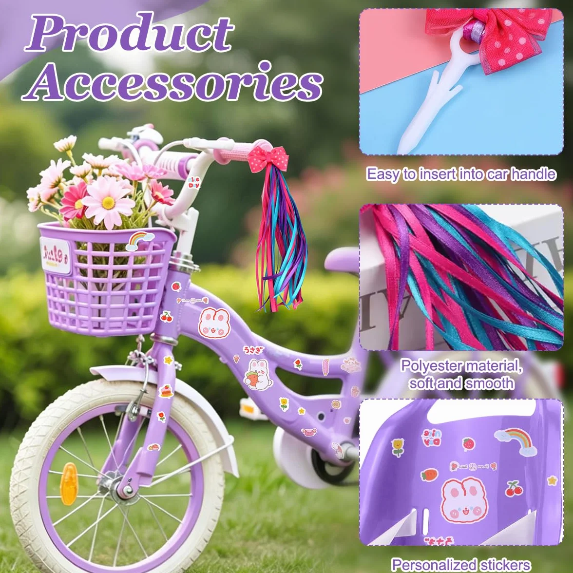 Seggiolino per Bicicletta per Bambole con Adesivi Fai da Te e Manubrio Stelle Filanti, Accessorio Bicicletta per Bambini