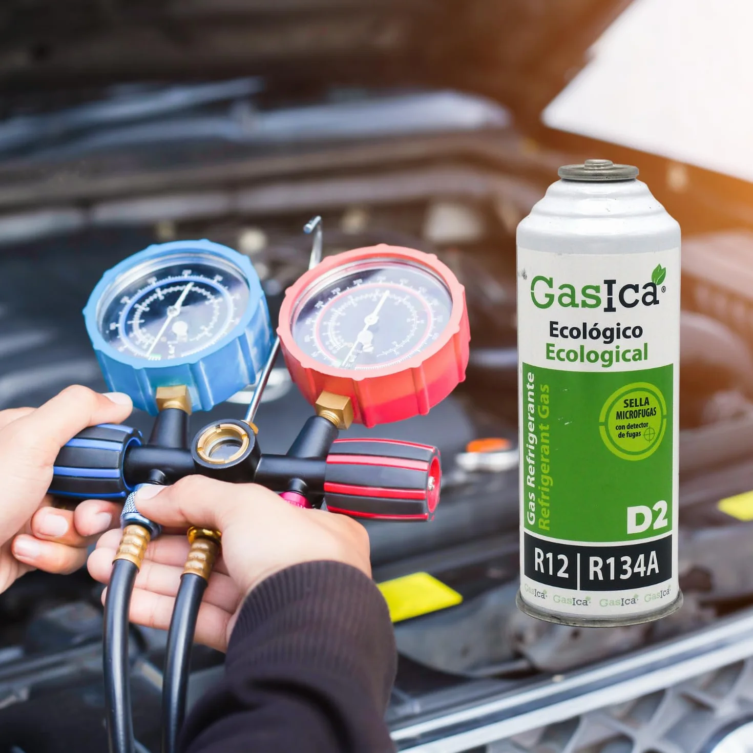 GASICA D2 Gas Refrigerante Biologico Ecologico 226 g Equivalente R12 R134A Compatibile Aria Condizionata