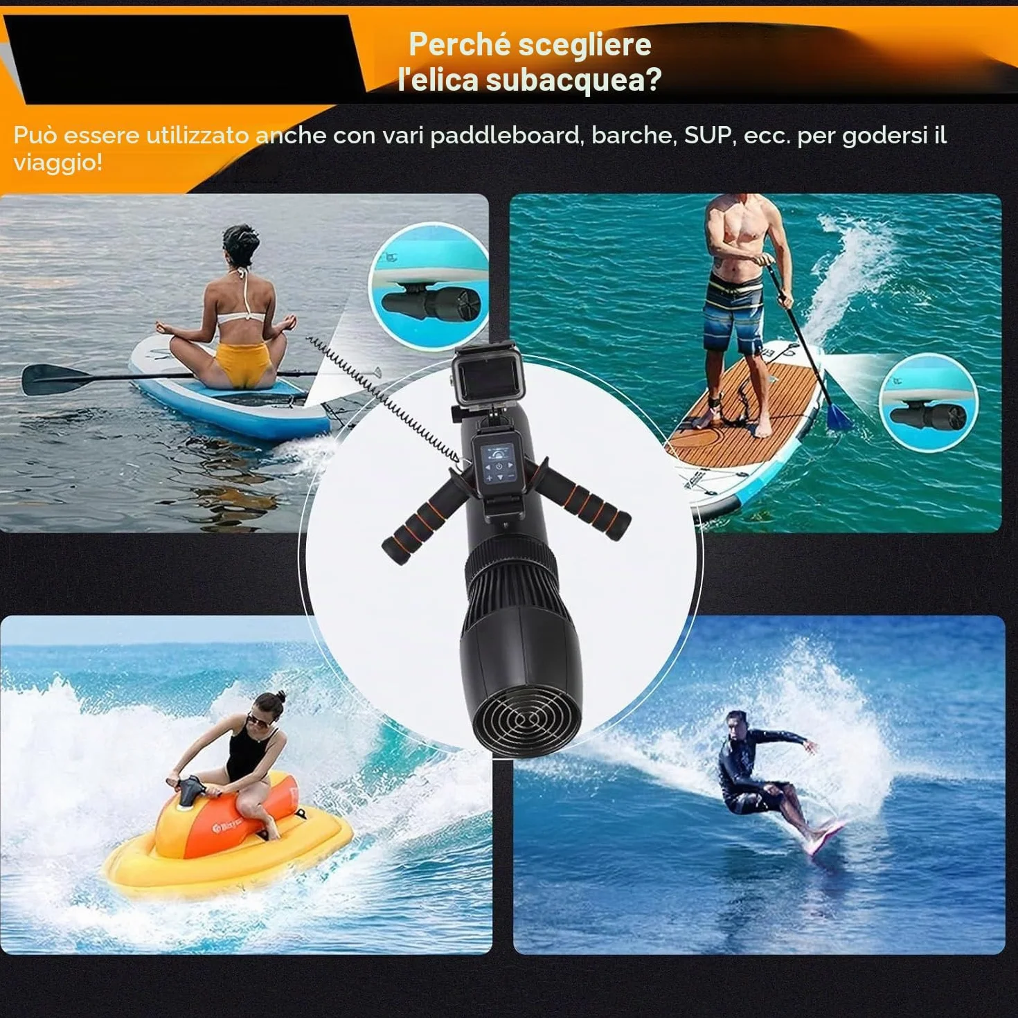 Motore per Paddle Board 500W Elica Brushless Batteria 10000mAh Telecomandato
