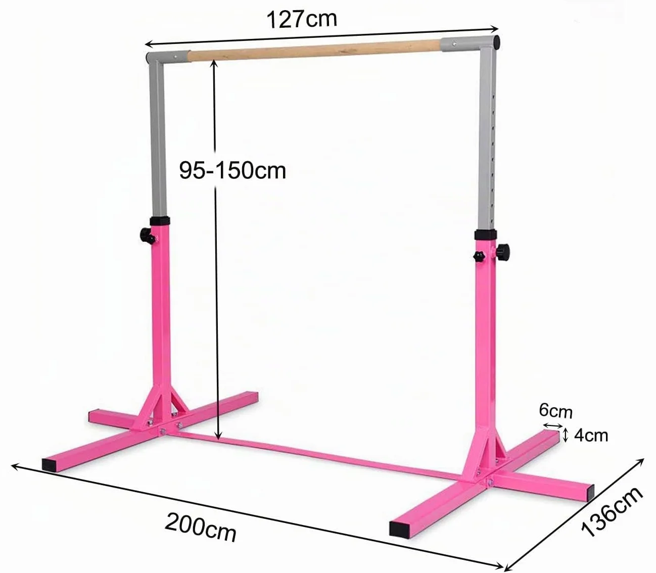 Kip Bars Sbarra da Ginnastica per Bambini Regolabile Orizzontale Rosa