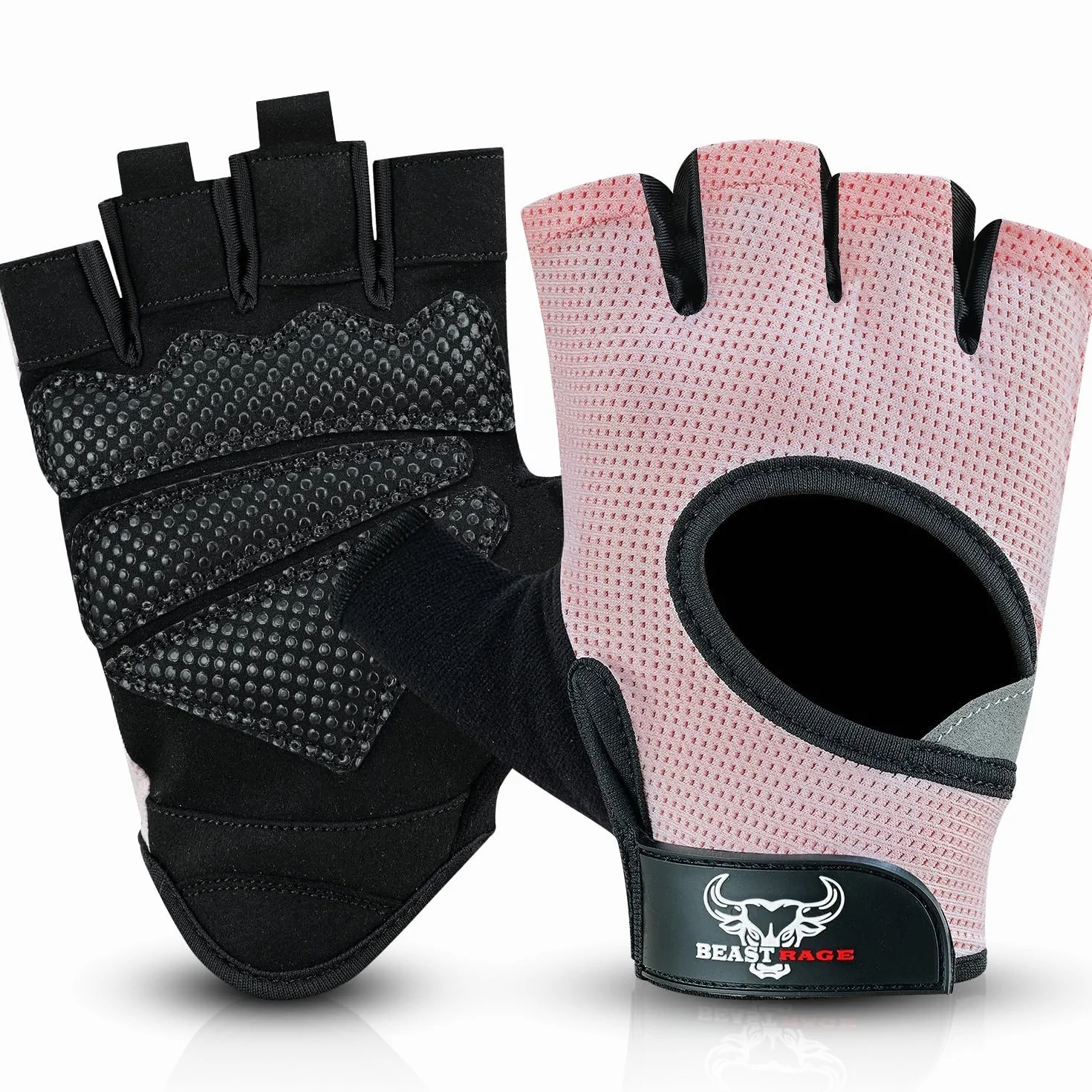 BEAST RAGE Guanti da palestra palmo imbottito in silicone antiscivolo traspiranti