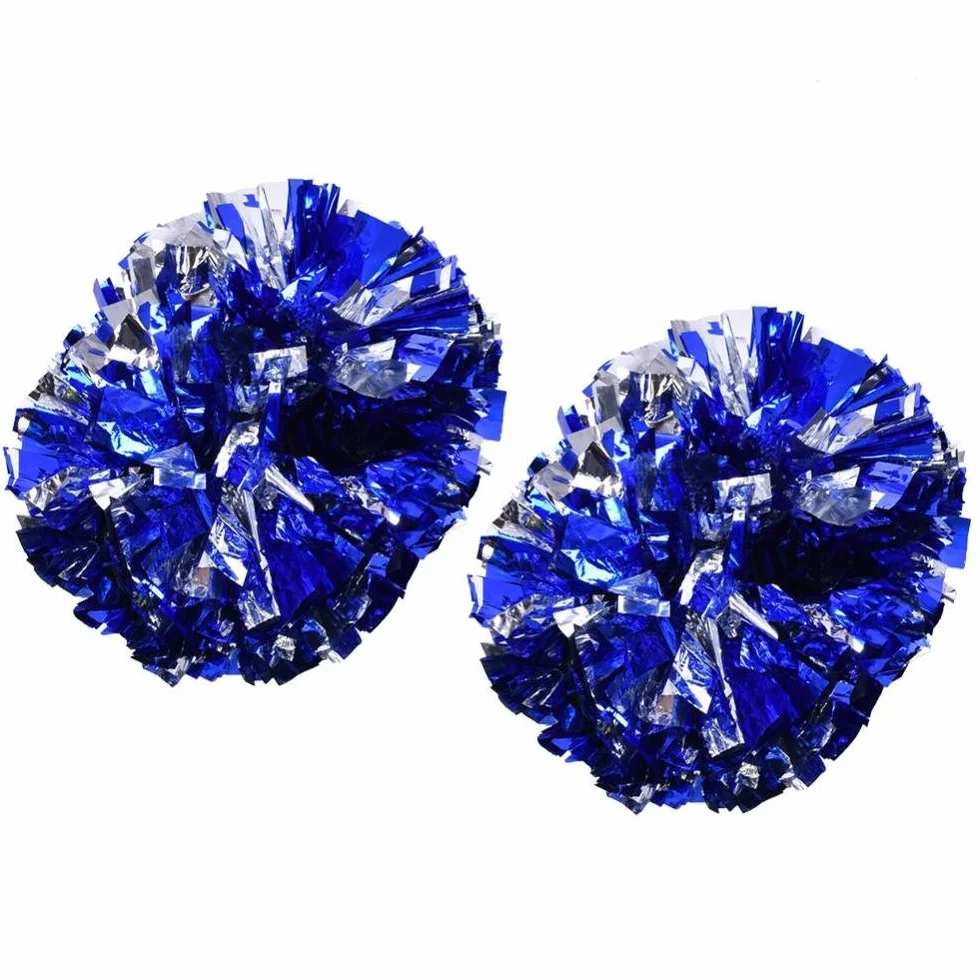 Dilwe Cheerleader Pom Poms 8 Colori Plastica Mano Fiore Palla per Sport Scuola Competizione Argento Blu