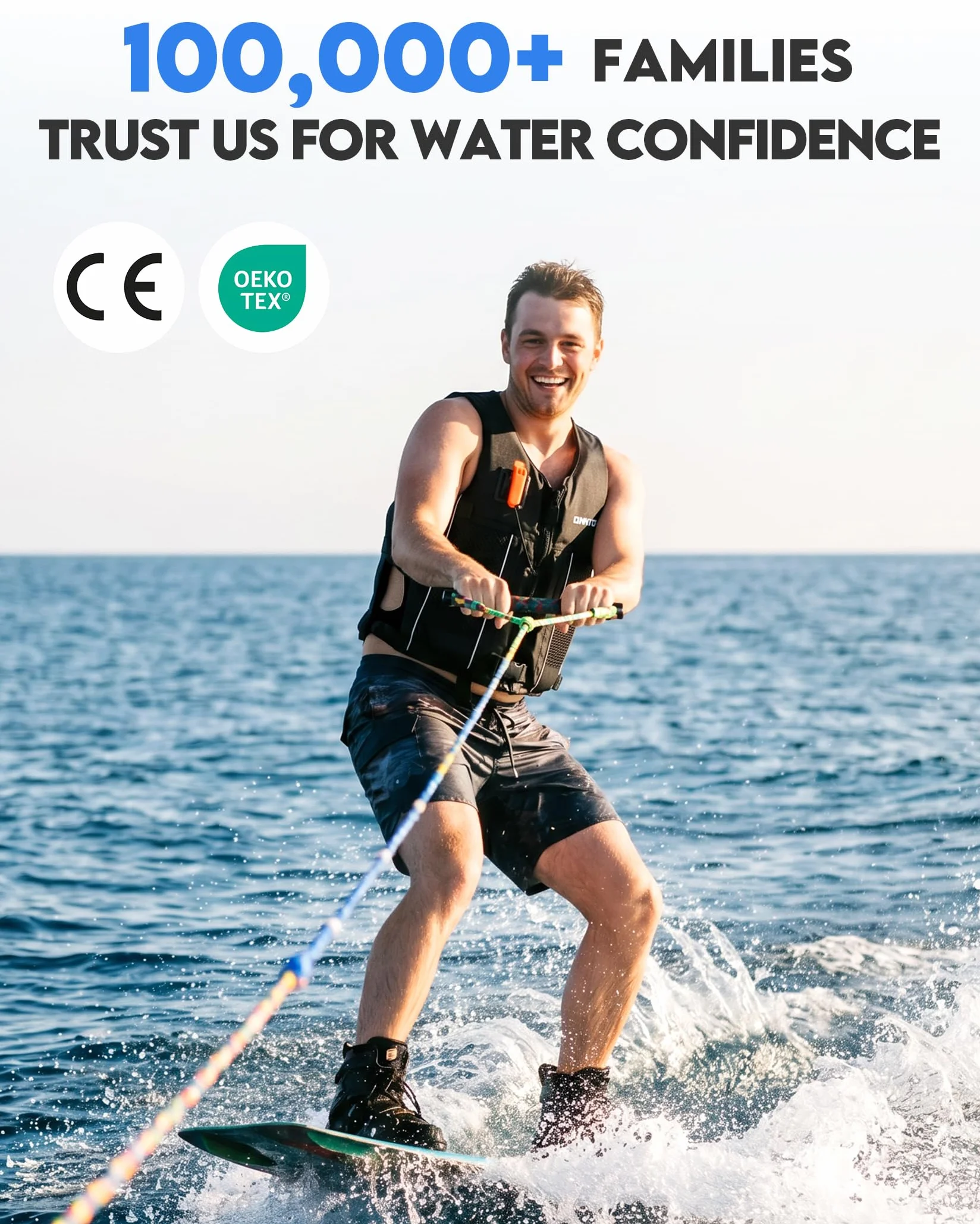 Owntop Aiuti per La Galleggiabilità per Adulti e Adolescenti con Zaino Idratazione, Fischietto e Tasche - Giubbotto Galleggiante Regolabile Gilet da Nuoto Unisex per Paddleboard, Kayak, Pesca, Vela