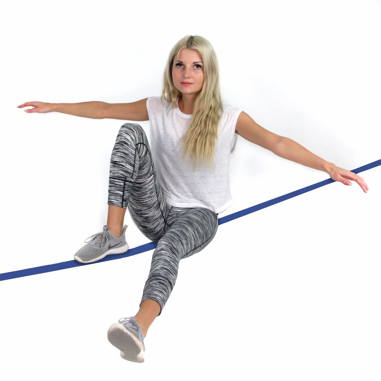 ALPIDEX Slackline 15 m do 2 ton, w zestawie torba transportowa, niebieska