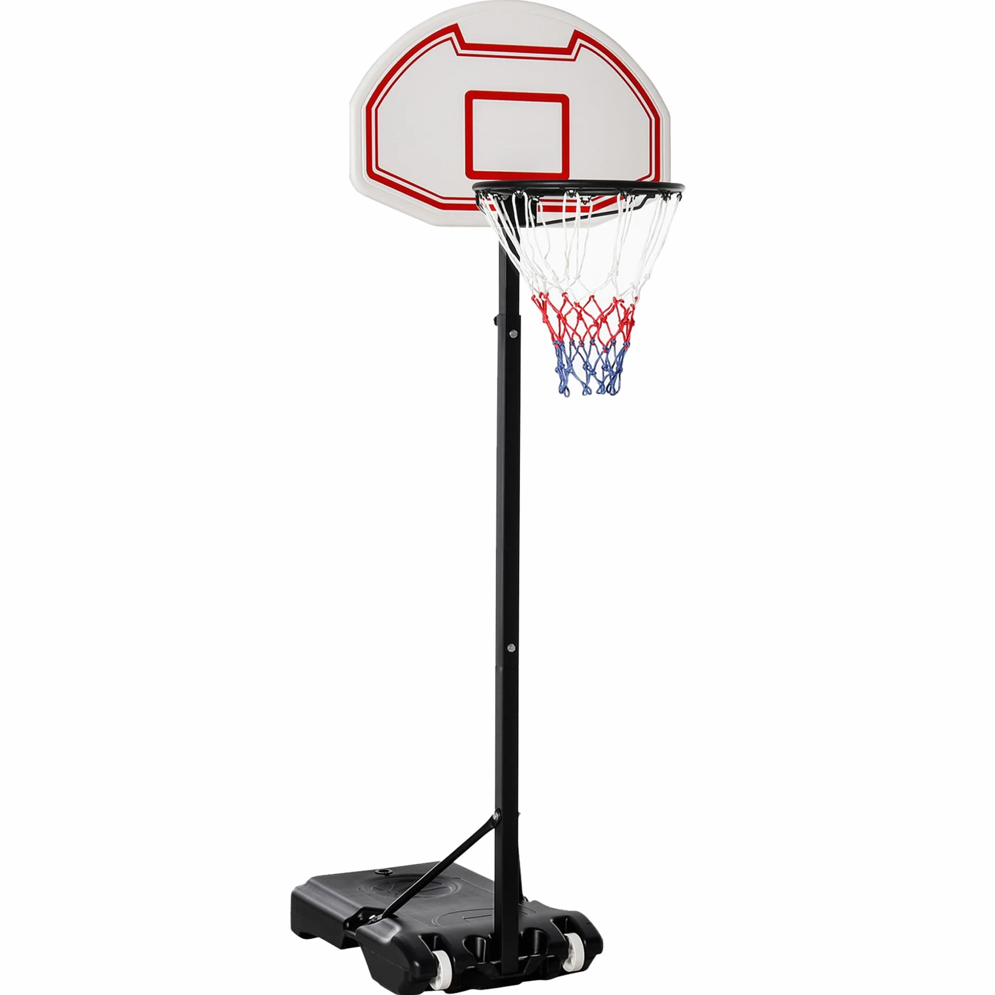 HOMCOM Canestro da Basket da Esterno in Acciaio Regolabile 73x49x194-249 cm