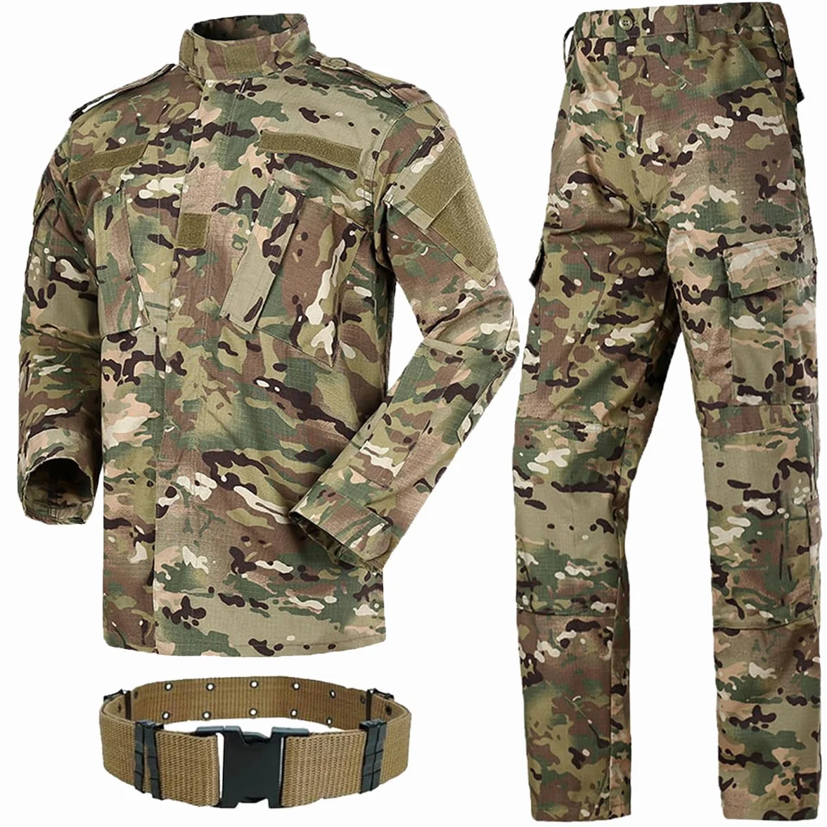 Uniforme militare tattica da uomo per caccia e combattimento BDU uniforme camicia e pantaloni con cintura