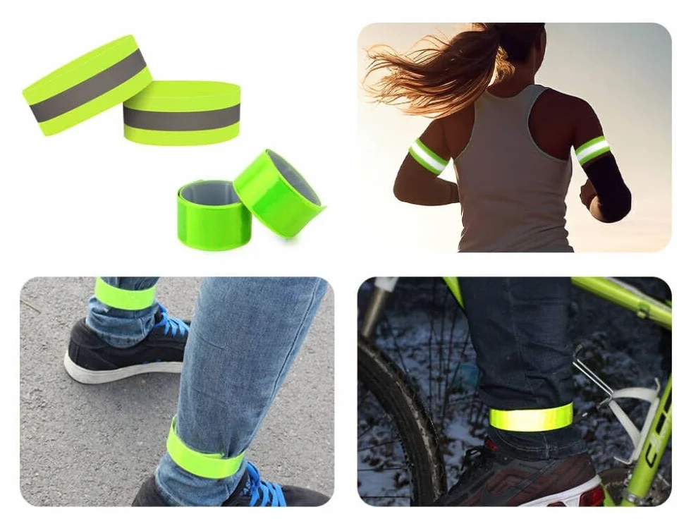 Gilet Catarifrangente Regolabile ad Alta Visibilità con Braccialetti Riflettenti, per Corsa Ciclismo Attività all'Aperto