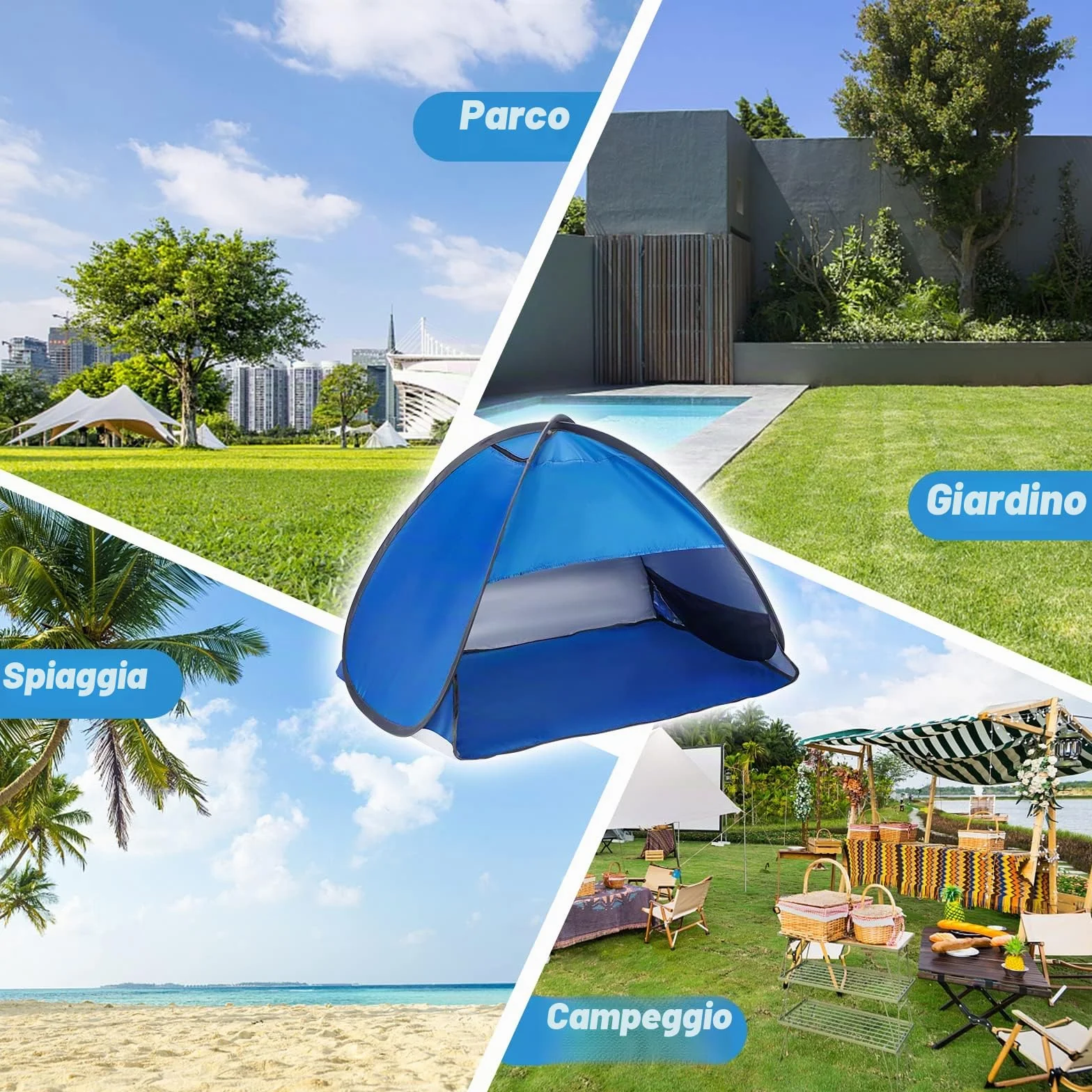 Mini Tenda Parasole da Spiaggia Pop Up Beach, Protezione UV, Istantanea con Custodia, Leggera Impermeabile per Campeggio e Viaggi