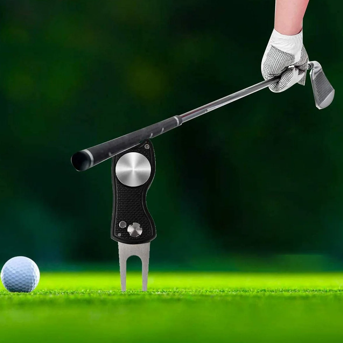Haihaz Forcelle da Golf Strumento di Riparazione Marcatore 2 Pezzi Blu e Nero