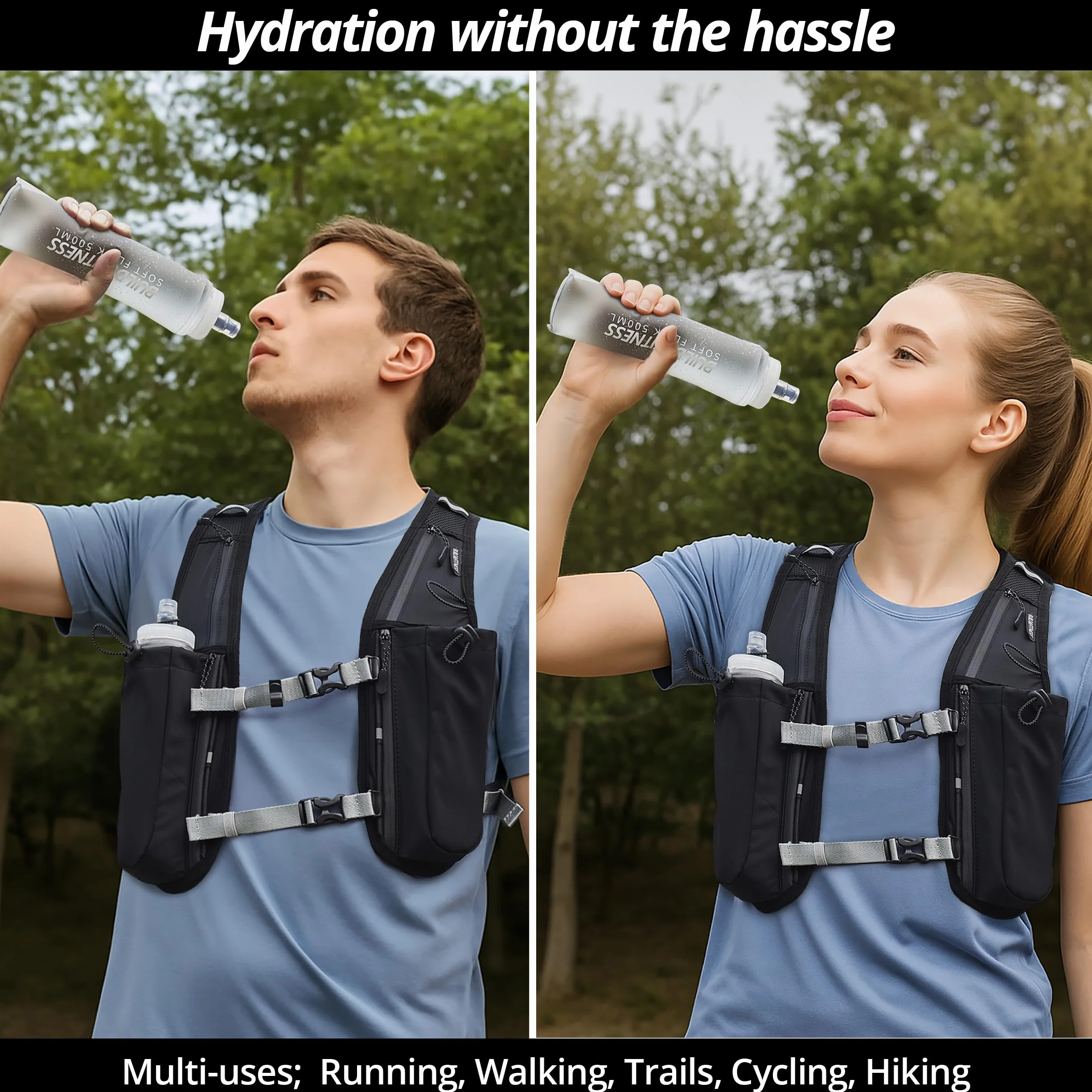 Gilet idratante da corsa riflettente 7 tasche asciugatura rapida resistente all'acqua traspirante
