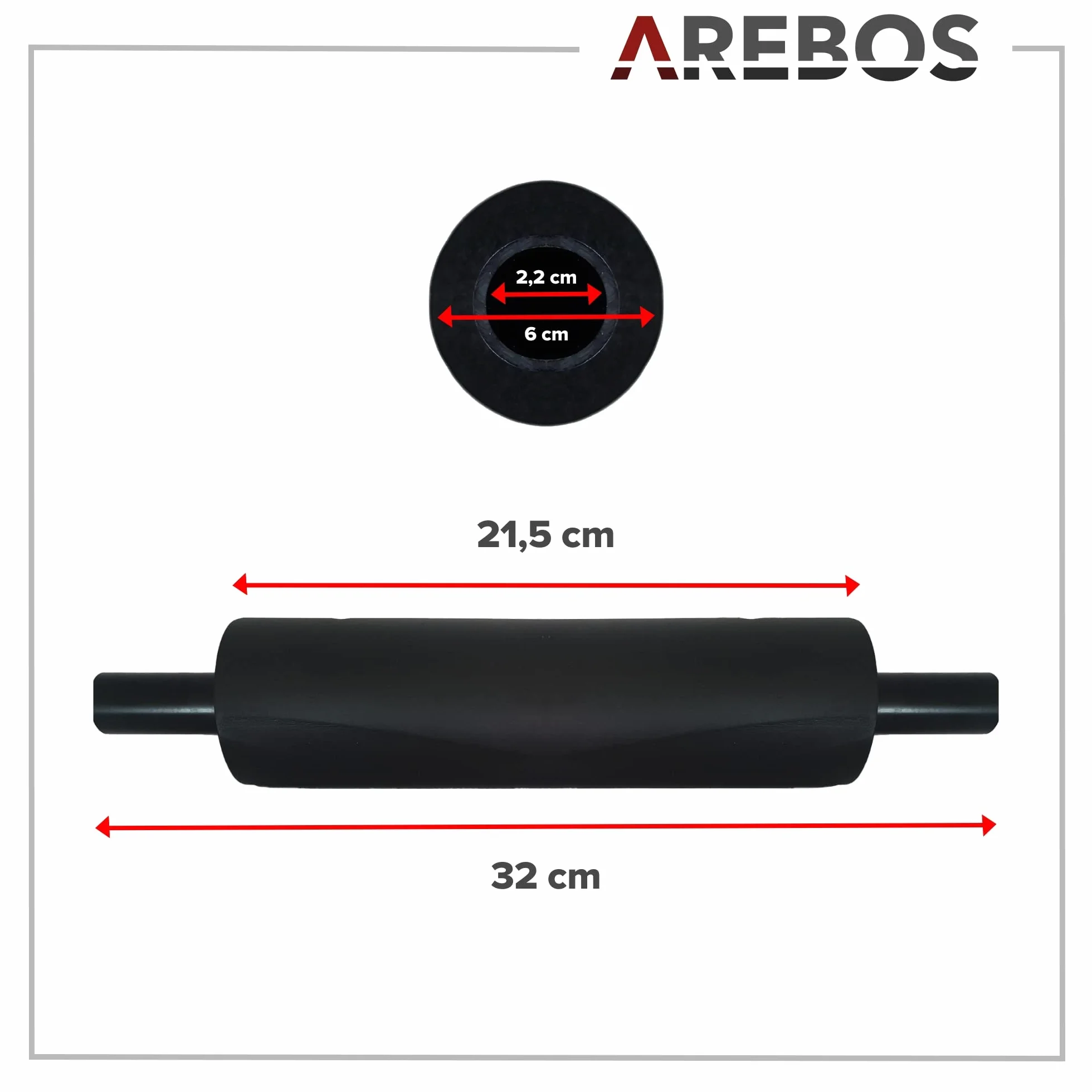 Arebos Poggiapiedi SUP Board Stand Up Paddle 32 cm, diametro tubo 2,2 cm