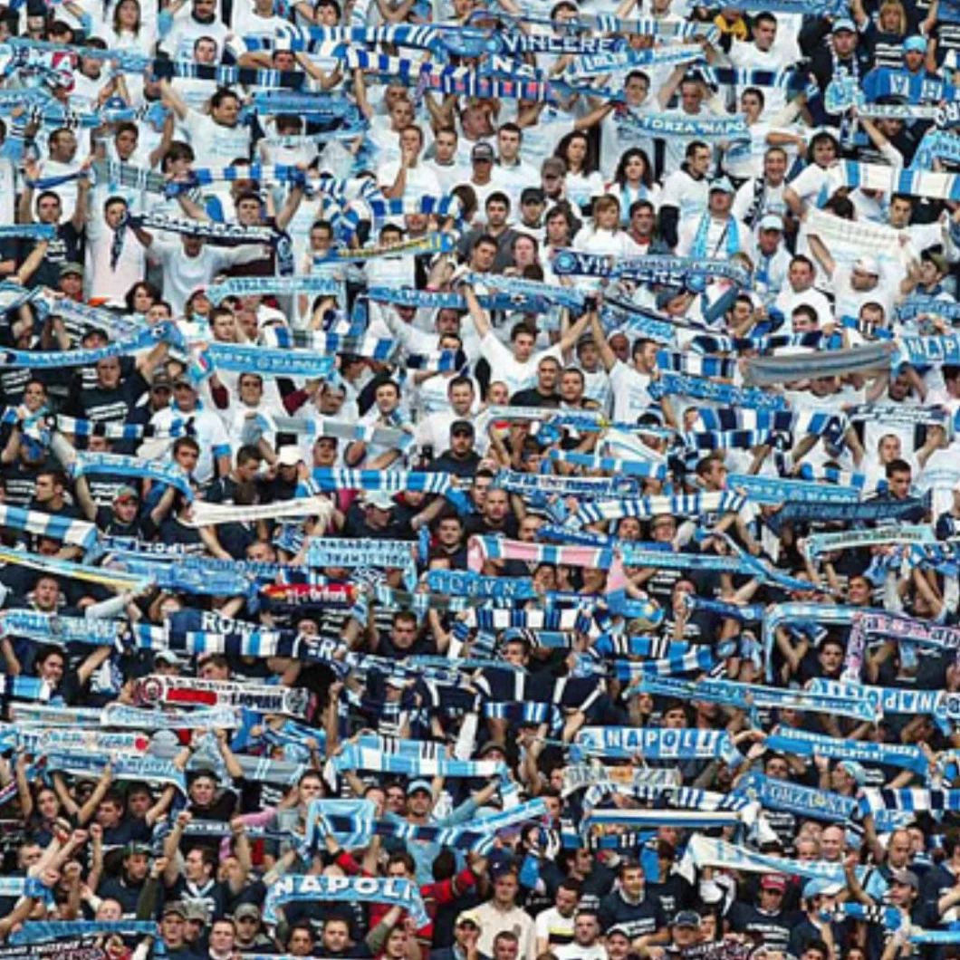Szalik Napoli Poliestere 20x120 cm Frange Tifo Azzurro Blu Bianco