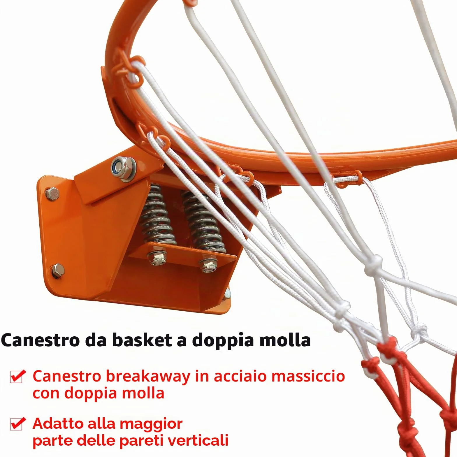 Canestro da basket 45,7 cm arancione lega di acciaio montaggio a parete