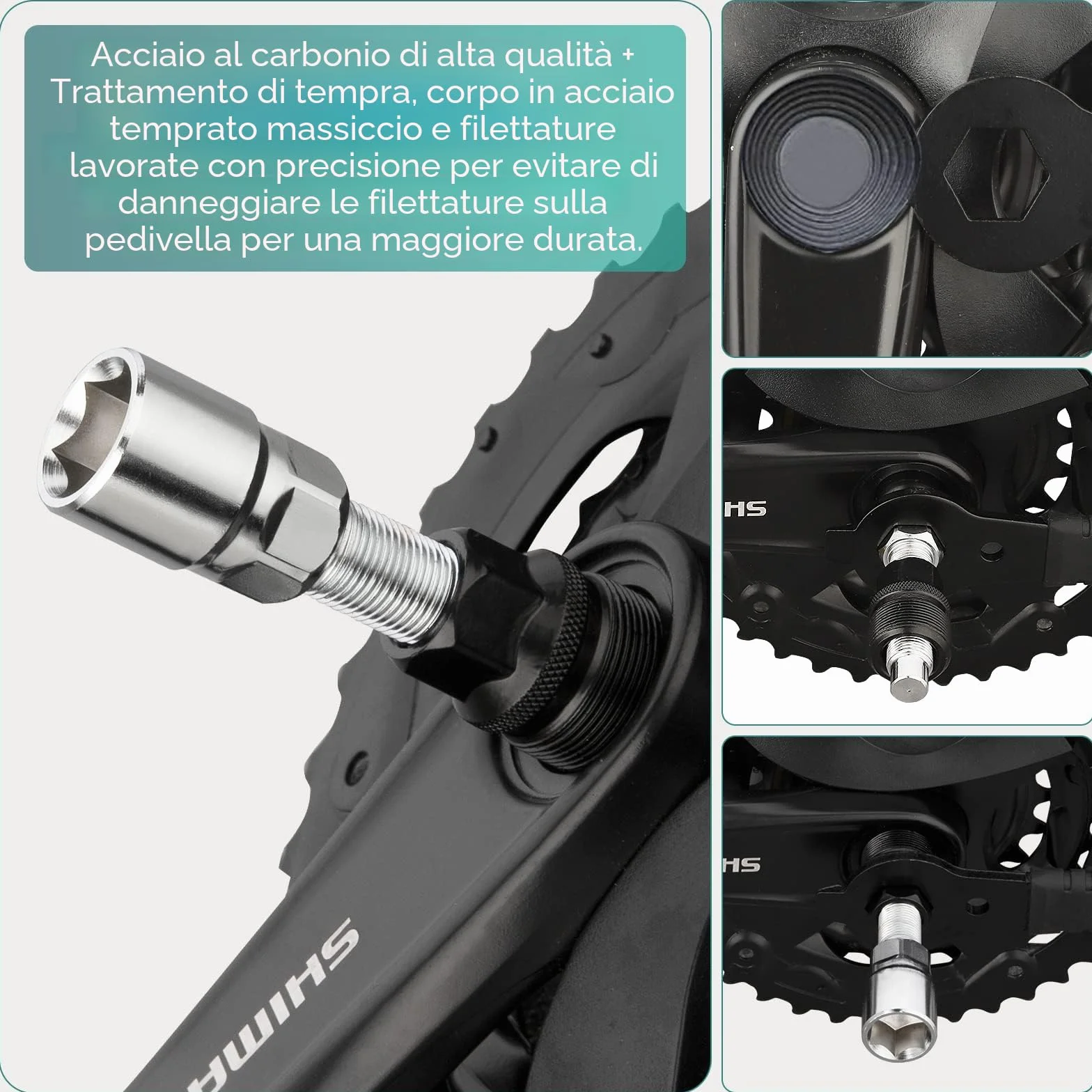 Estrattore Pedivella Bici e Movimento Centrale con Chiave Inglese 16mm Strumento Rimozione Riparazione Bicicletta