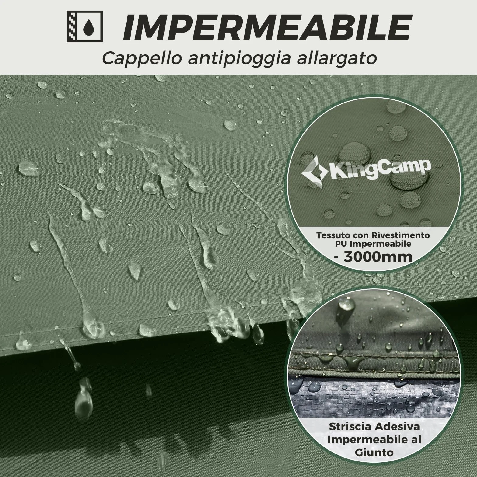 KingCamp Tenda da Campeggio 2-3 Persone Impermeabile 3000mm Ultraleggera 210x180x130 cm