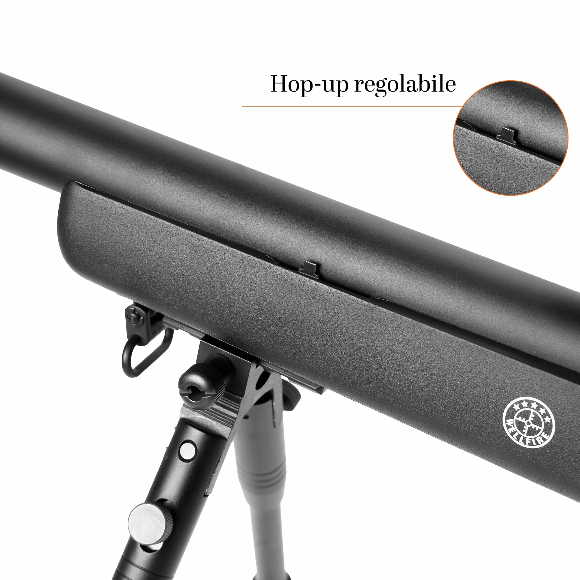 Fucile Sniper Softair M52 Bolt Action a Molla 0,9 Joule con Ottica Regolabile, Bipiede Metallico, 1000 Pallini 6mm