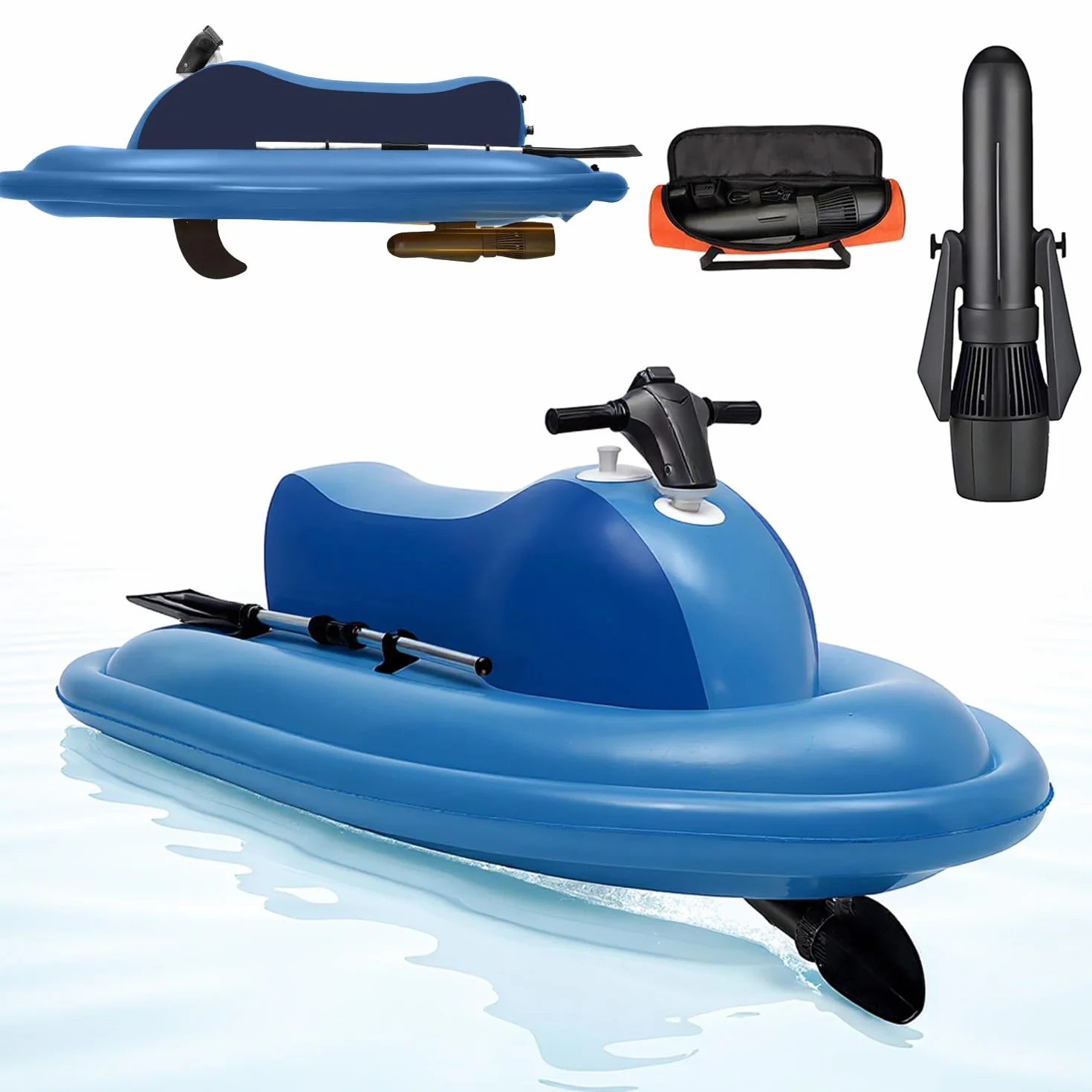 Set Moto d'Acqua Gonfiabile 700 W Batteria Rimovibile per Adulti 330 libbre con Borsa Porta-elica