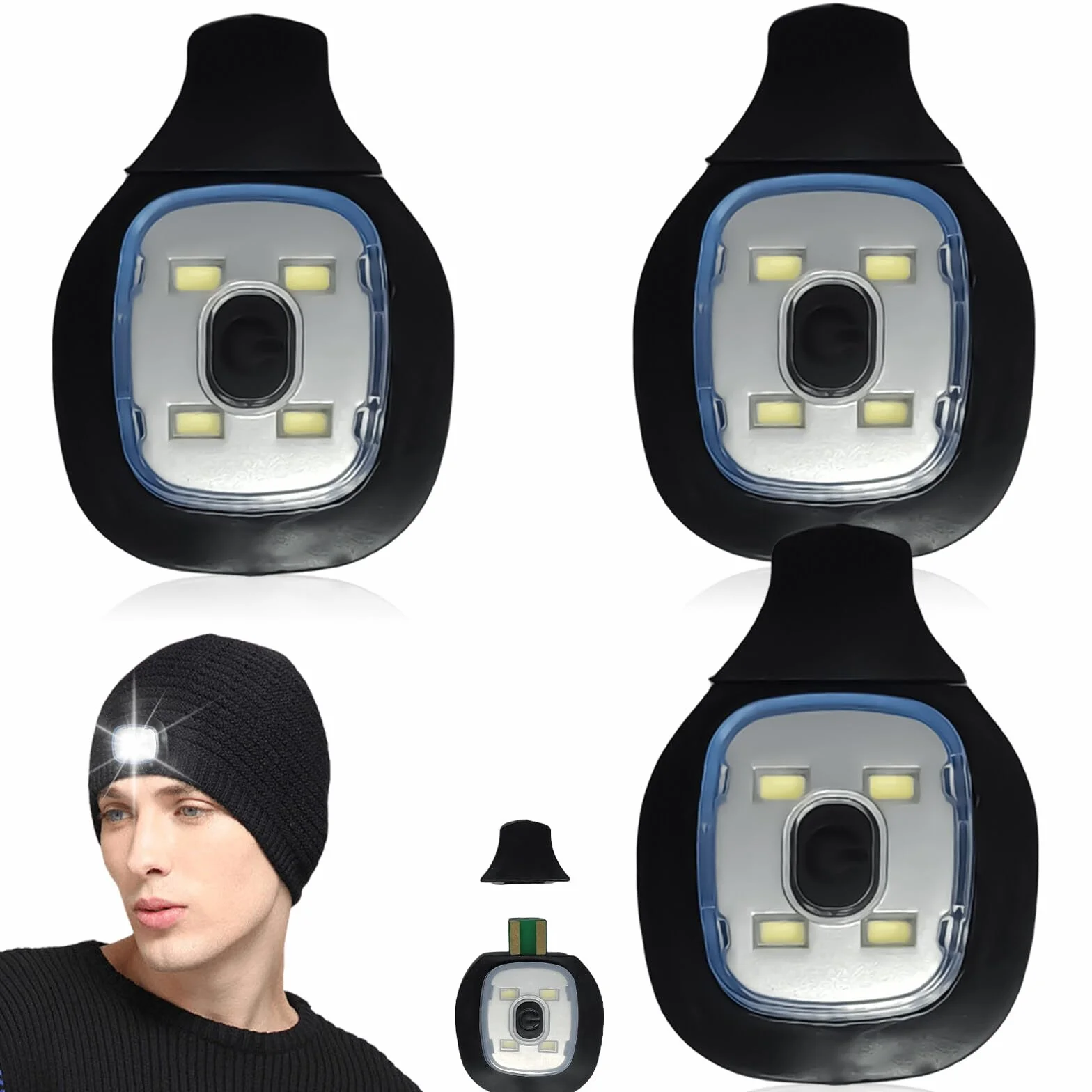 Molbory LED ricambio 3 luci ricaricabili USB sicurezza campeggio corsa