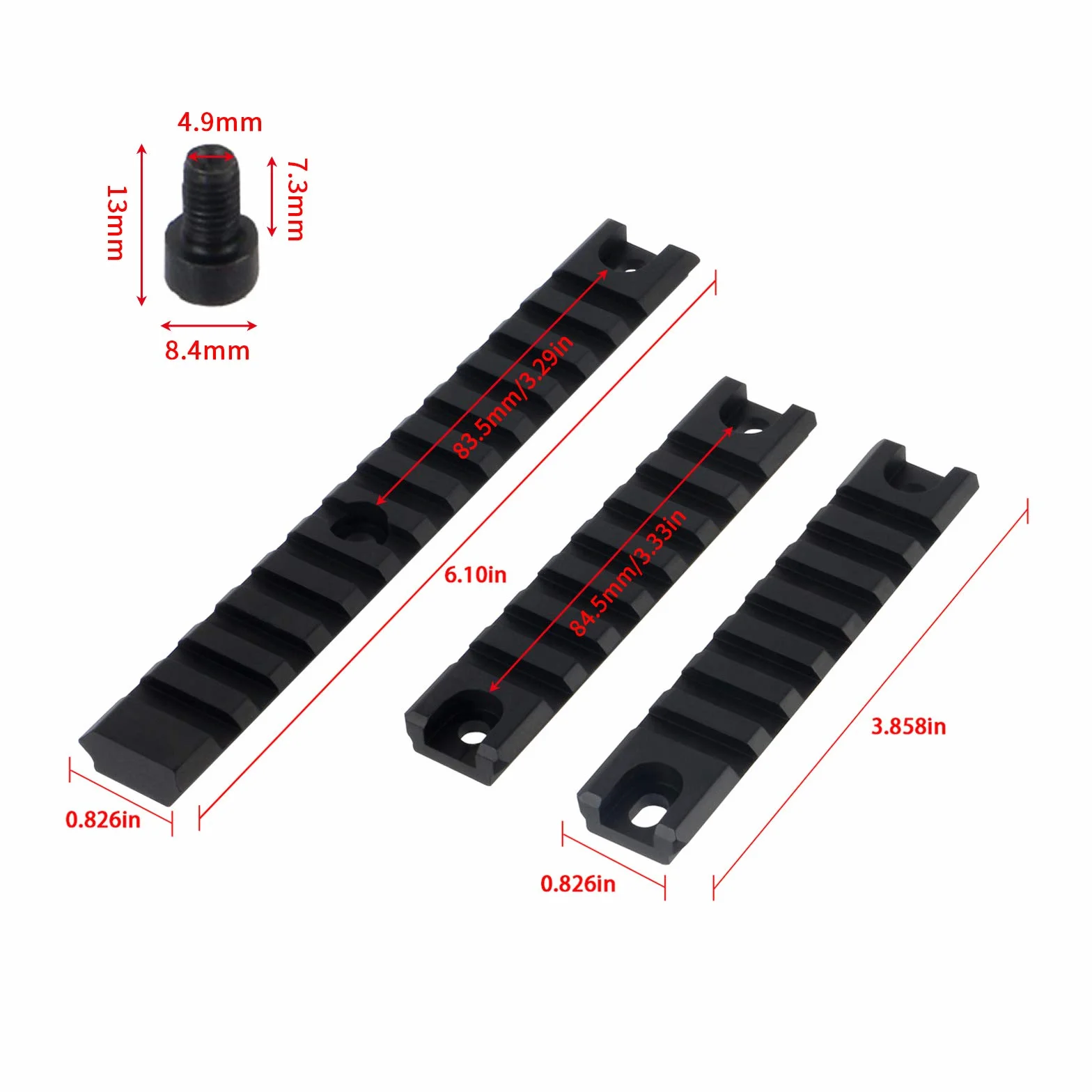 Picatinny Rail G36 20mm Rail Set Militare Alluminio Aerospaziale 3 Pezzi