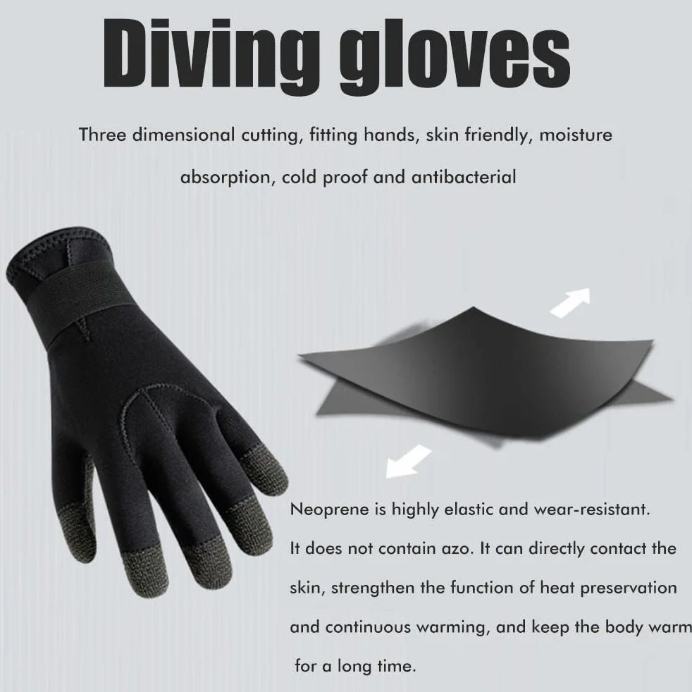 Guanti da Sub in Fibra Organica Antiscivolo Resistenti al Taglio per Snorkeling Immersioni