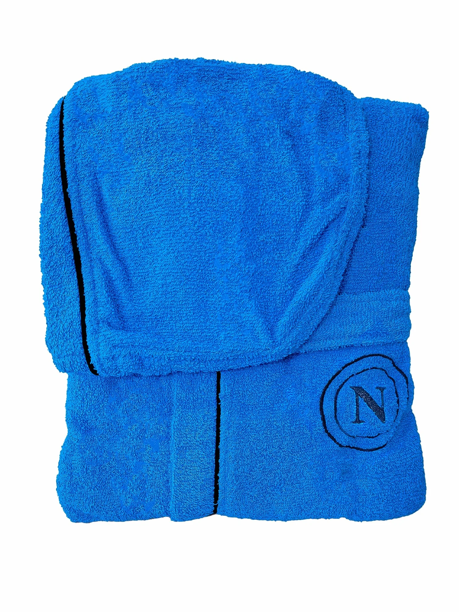 SSC Napoli Accappatoio In Microspugna Adulto Con Cappuccio 100% Cotone Azzurro
