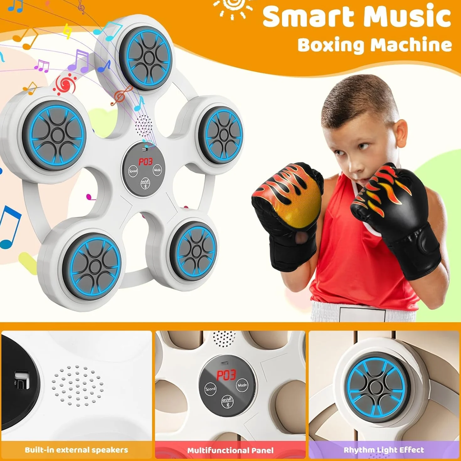 Music Boxing Machine per Adulti,Elettronica Bluetooth Boxing Machine con Musical Boxing Machine con Guantoni da Boxe,11 Velocità Regolabile e modalità di conteggio