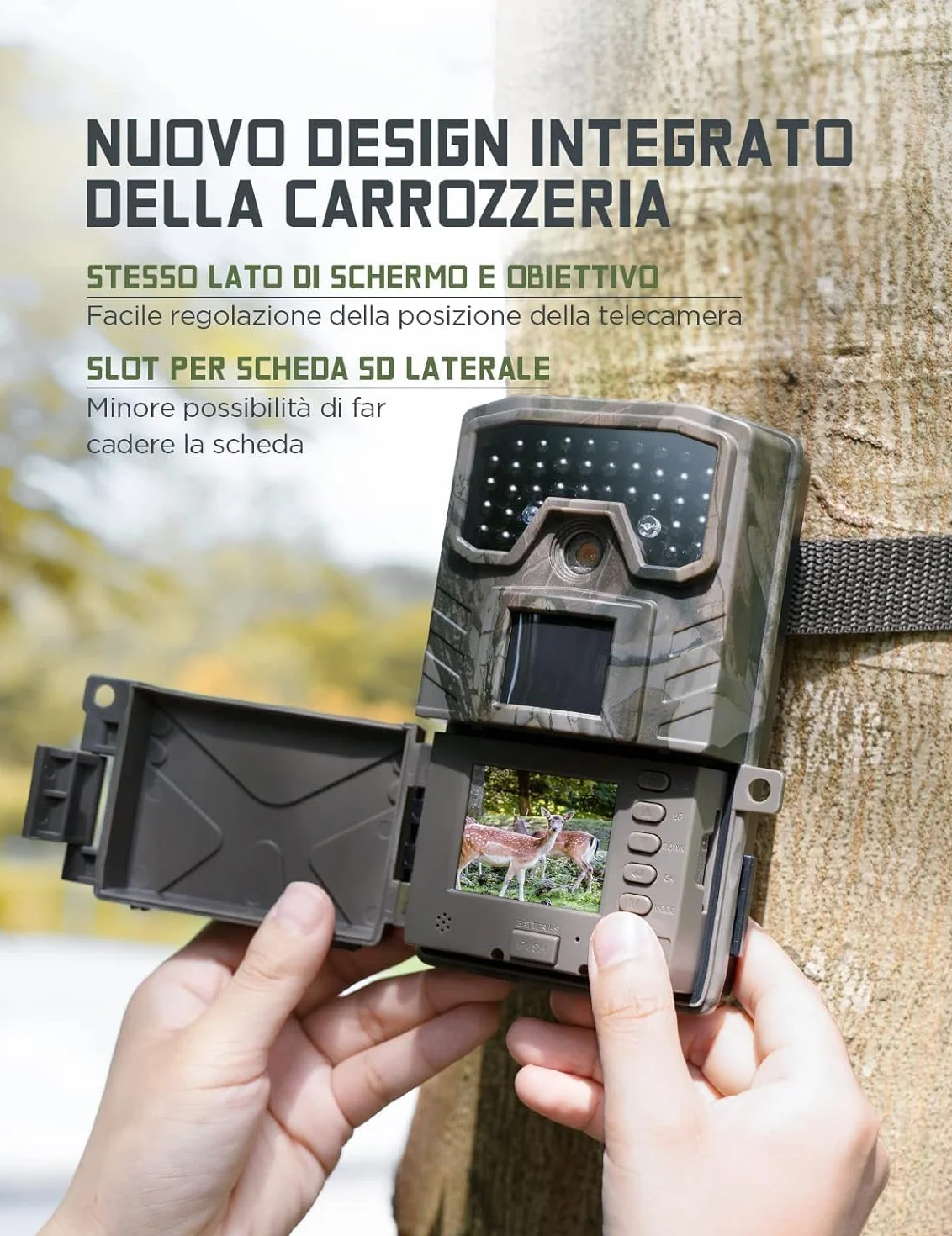 CEYOMUR Fototrappola 48MP 4K 30fps, Fotocamera Caccia con Visione Notturna IR, IP66 Impermeabile, 32GB SD e Batterie