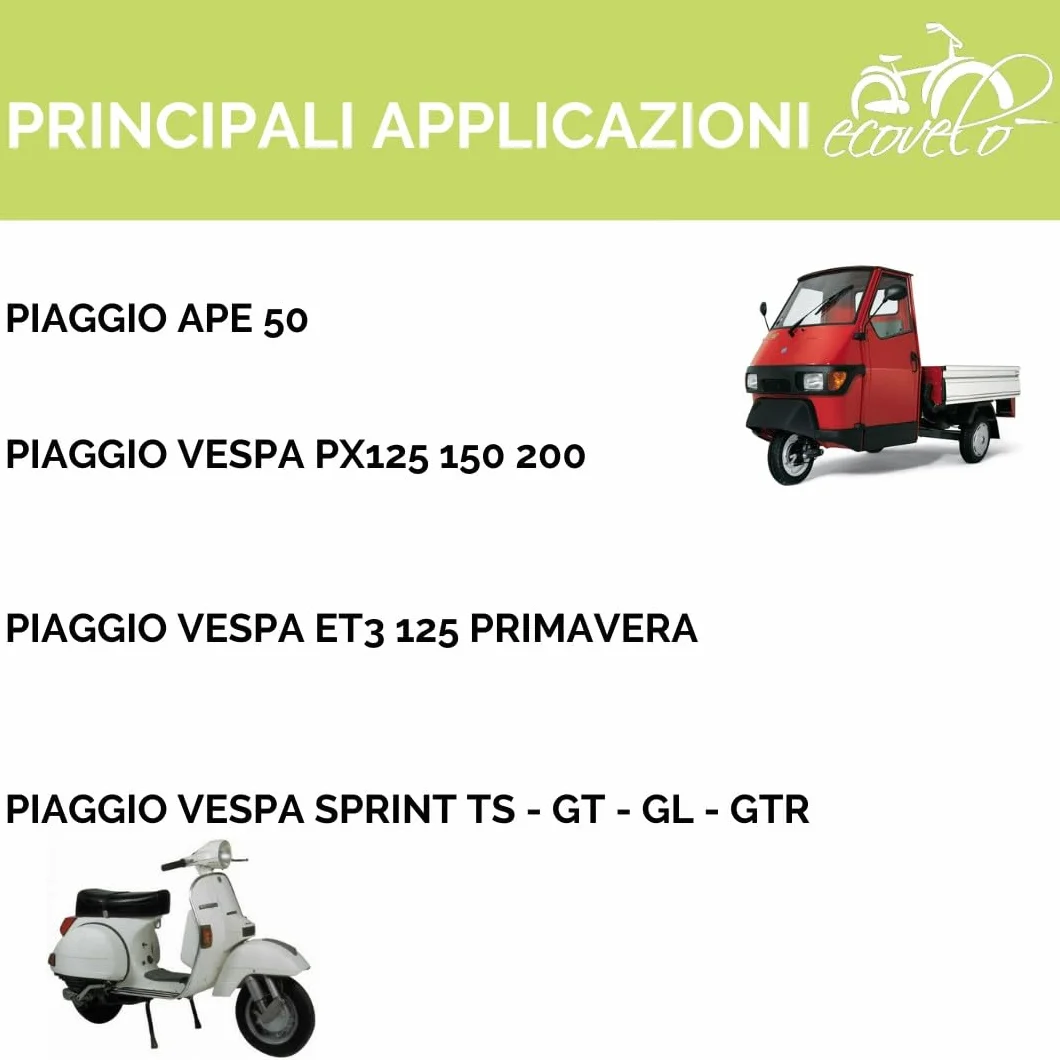 Pneumatici 3.50-10 Tubeless Tassellati Rinforzati per Ape Piaggio Vespa PX 125 150 200 Primavera