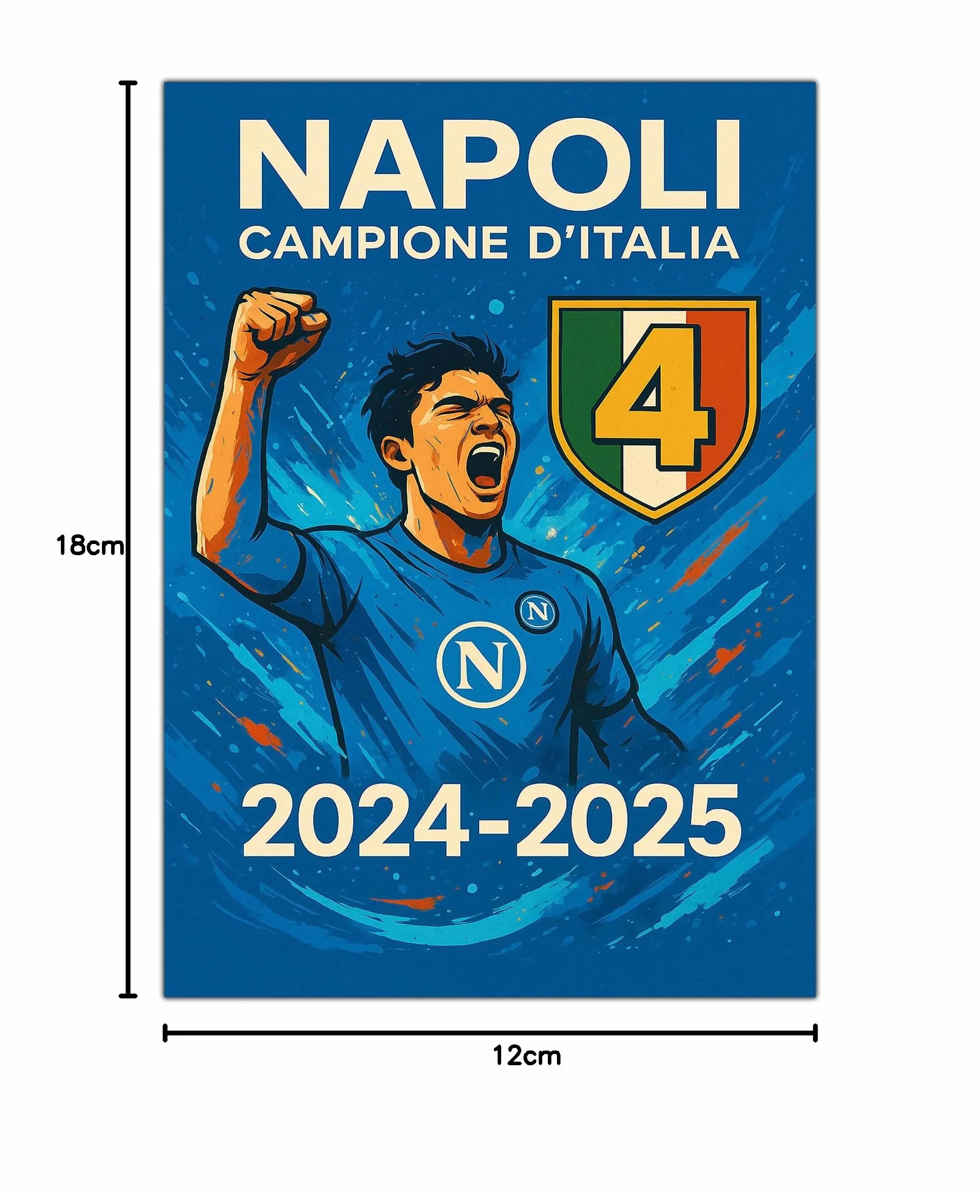 GamesMonkey Poster Napoli Campione 4 Scudetto 2024 2025 Calcio Vittoria Tricolore Ultras Made in Italy 21x30