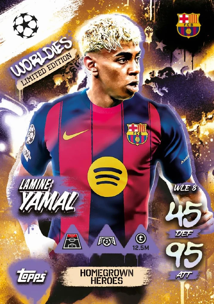 Topps UCC Match Attax 2025/26 Mini Tin Homegrown Heroes 28 carte Match Attax Plus Star Boy LE 3 esclusive LE Worldies