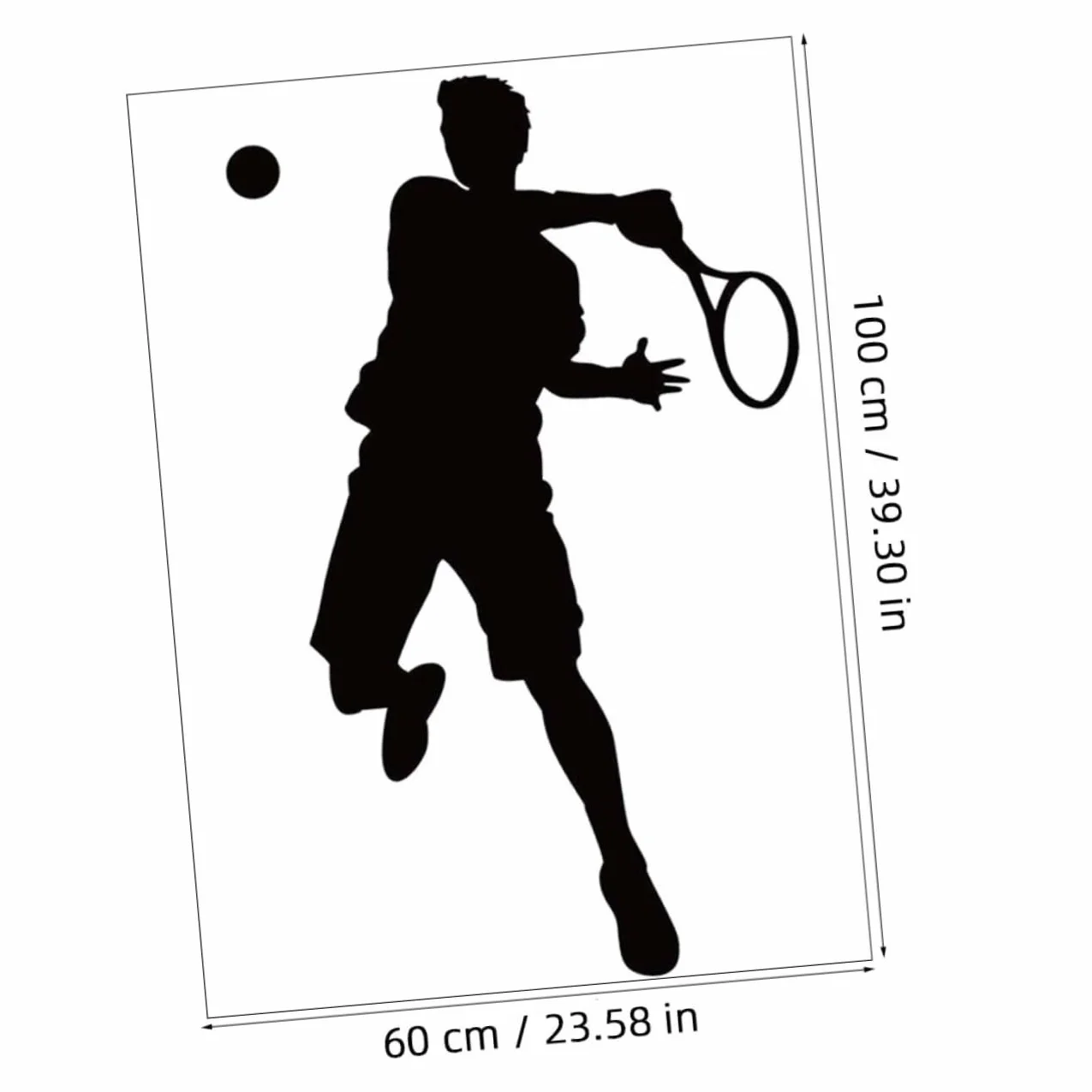 Adesivo Murale Sportivo Autoadesivo in Pvc Nero Giocatore di Tennis per Cameretta Palestra