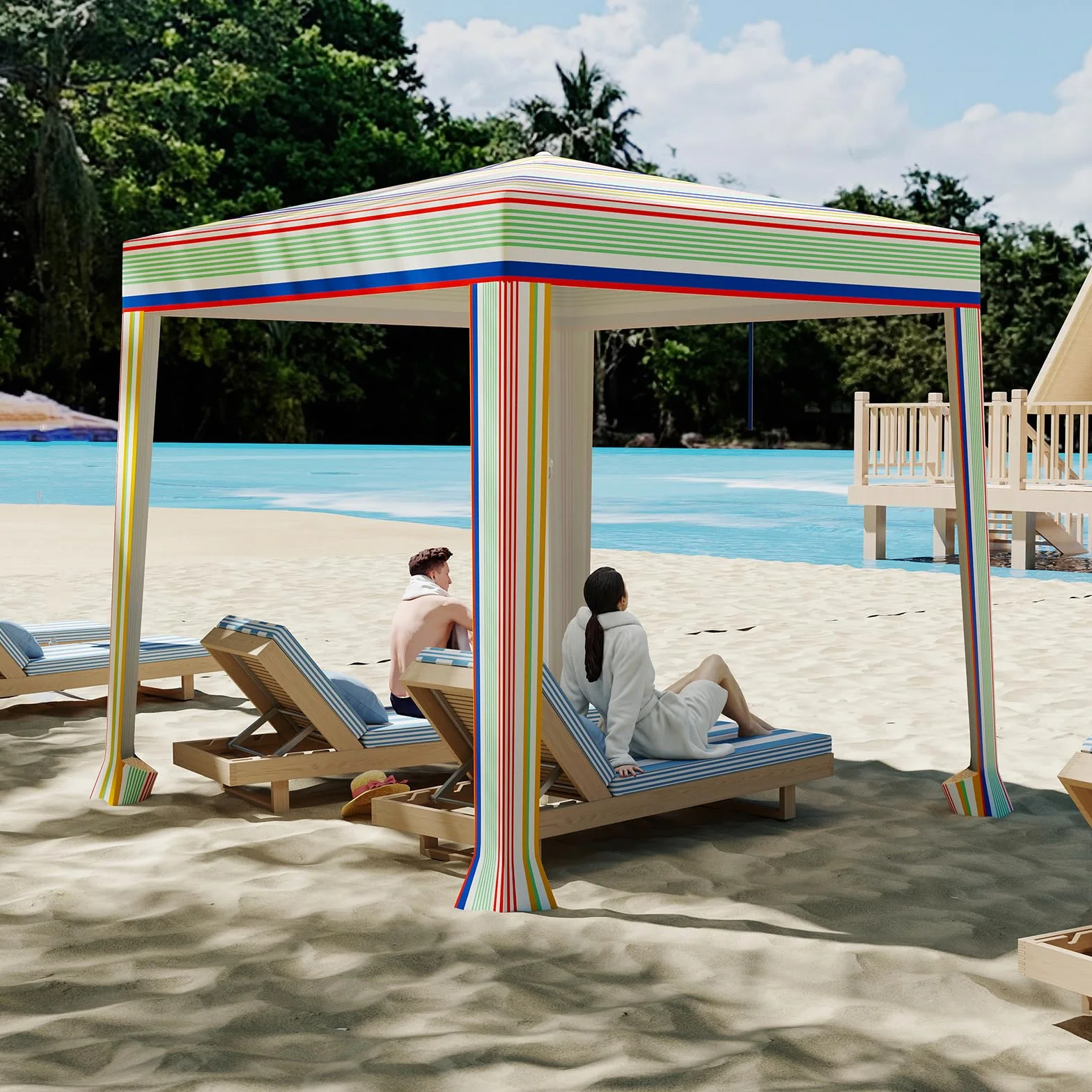 COSTWAY Tenda da Spiaggia Pieghevole 200x200 cm con Borsa da Trasporto