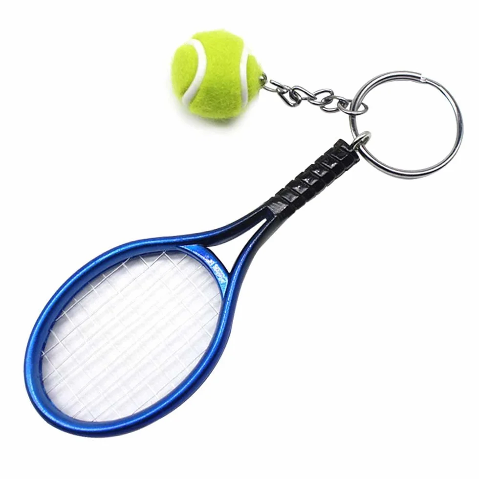 Portachiavi Mini in Metallo Racchetta da Tennis Palla da Tennis Regalo Sport