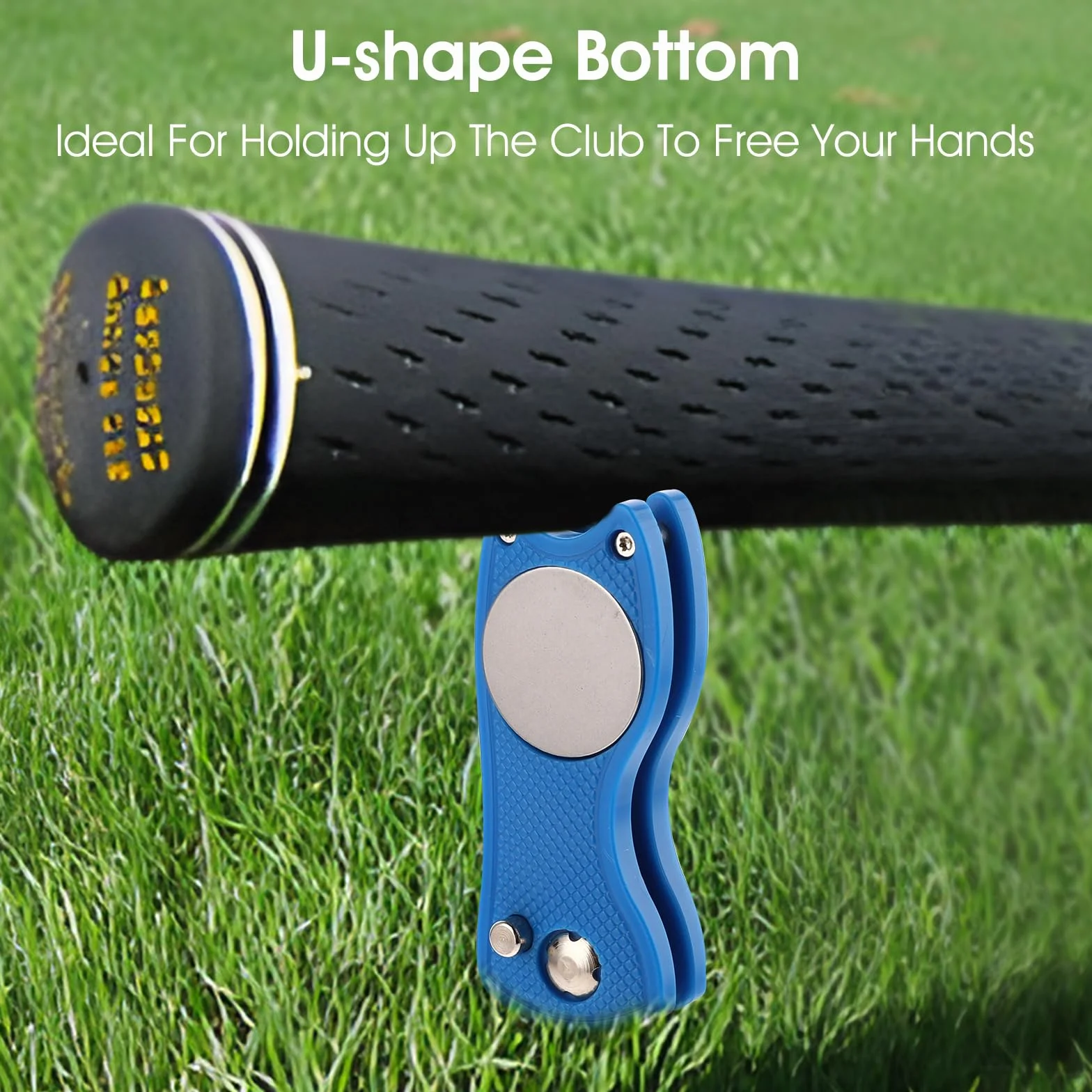 TIESOME Golf Divot Repair Tool z magnetycznym markerem, 2 sztuki, składany, stal nierdzewna