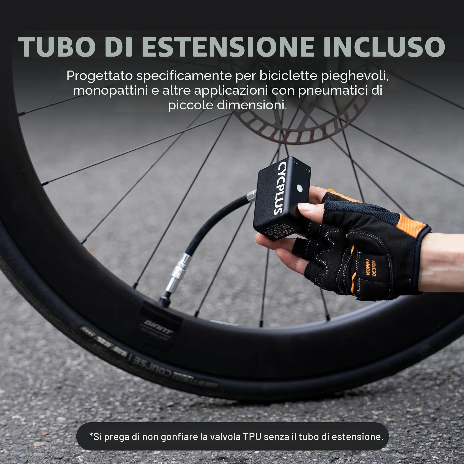 CYCPLUS Tiny E-Pump Pompa per bicicletta elettrica portatile 100 psi ricaricabile USB-C