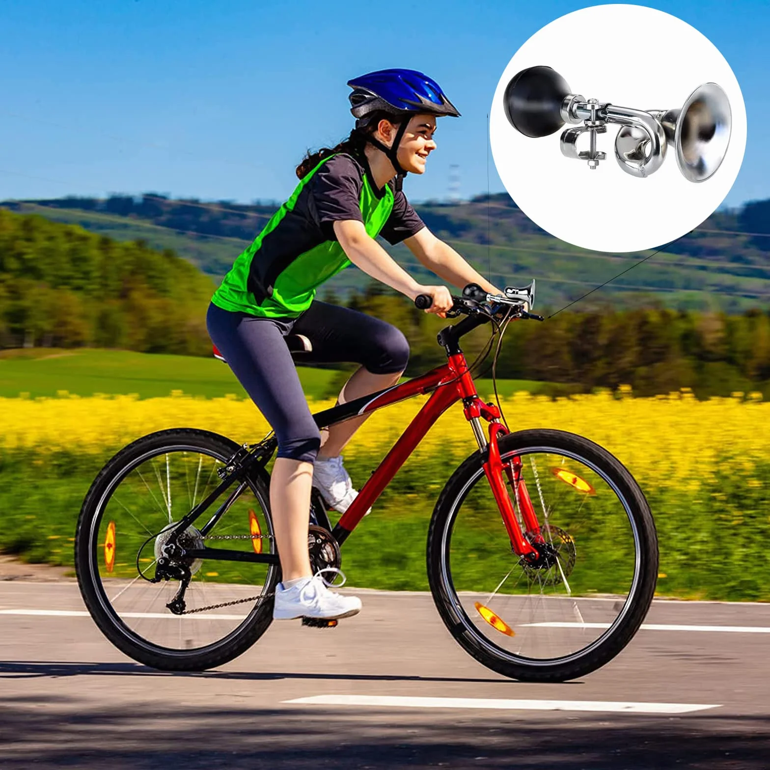 Clacson per Bicicletta in Metallo Retro Universale Argento Nero