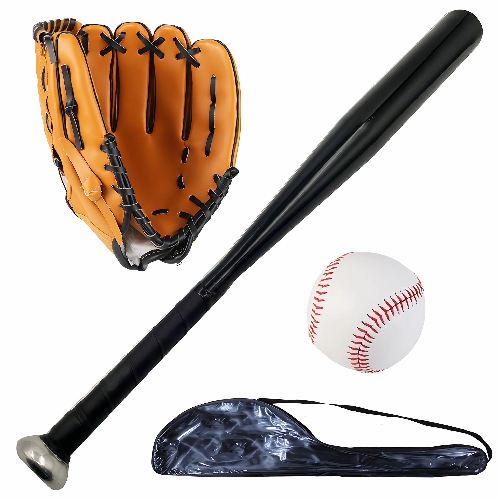Set da baseball e softball con mazza in alluminio da 25 pollici/63 cm, guanto e palline