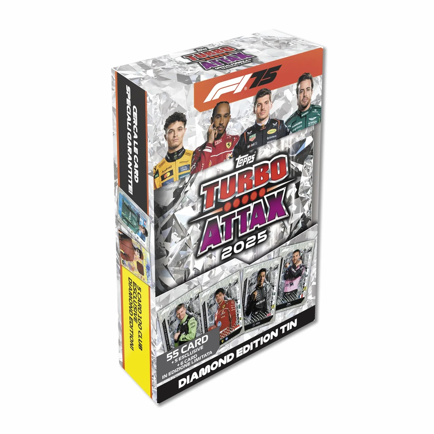 Topps Turbo Attax 2025 Mega Tin Diamond Edition 66 carte incluse LE esclusive F1