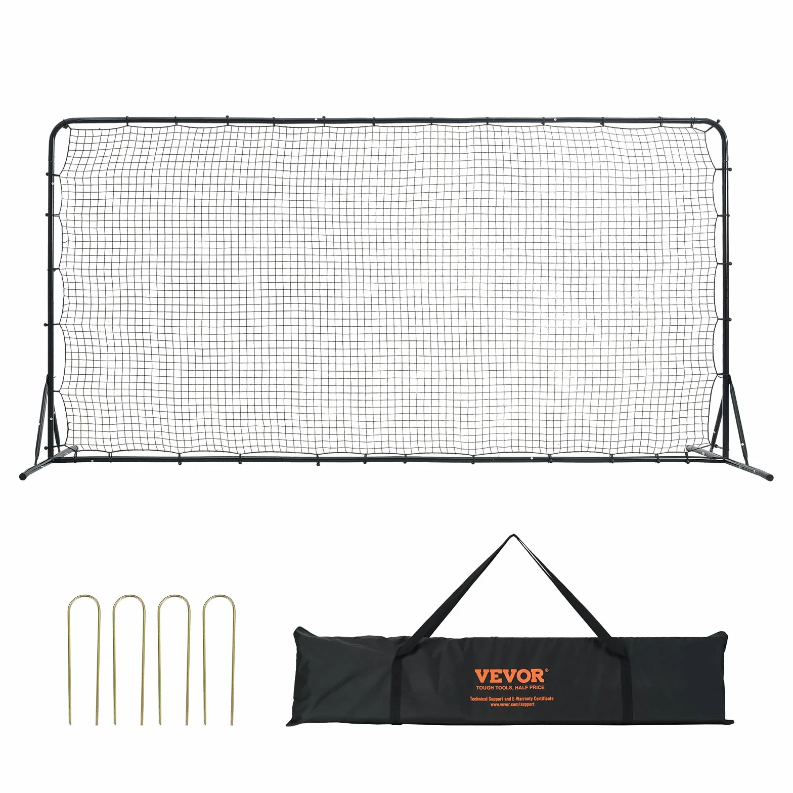 VEVOR Rete da Calcio Rimbalzo 12 x 6FT per Allenamento - Tubo di Ferro in PE con Borsa Portatile - Pieghevole per Allenamento Sportivo