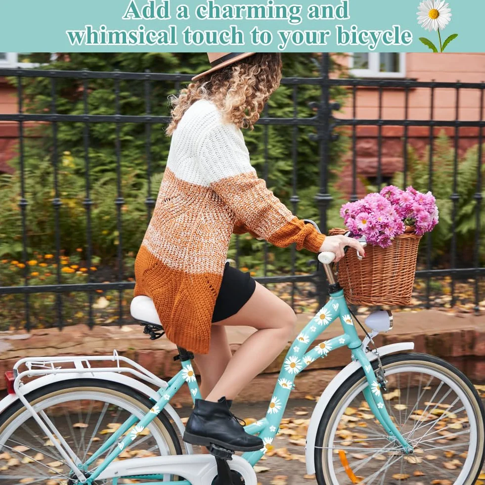 Daisy Adesivi Bici 2 Fogli Impermeabile Telaio Bicicletta Fiore Decorativo