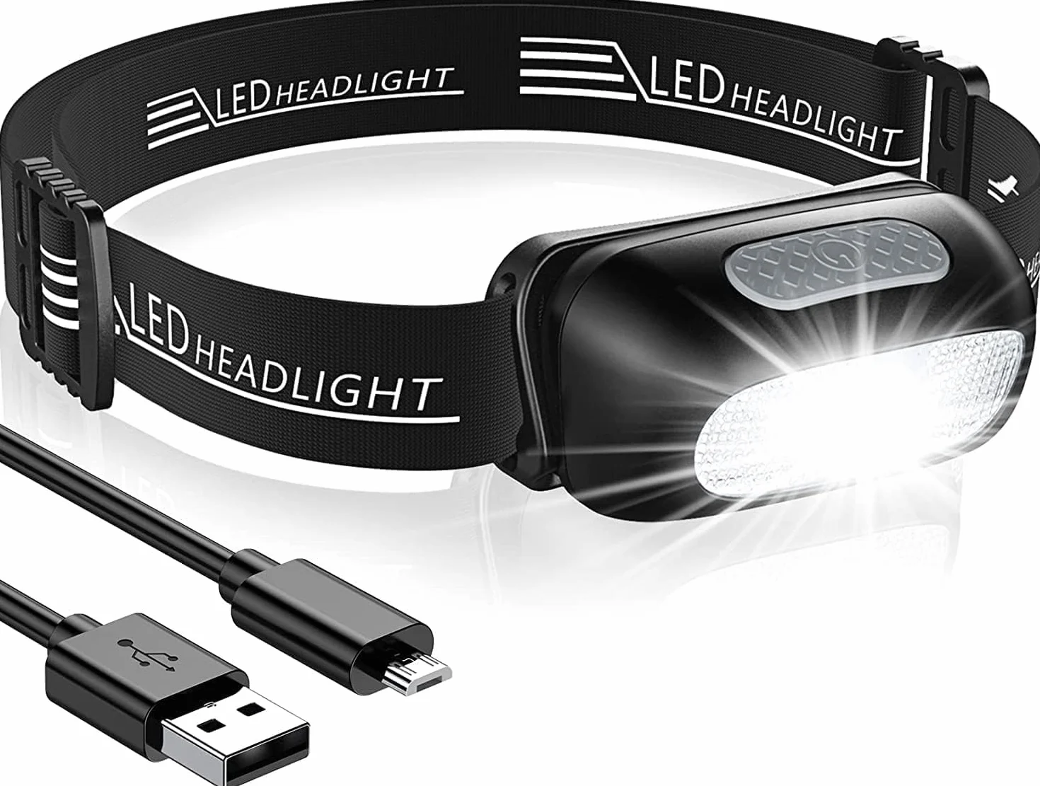 CIRYCASE Torcia Frontale LED Ricaricabile USB, 5 Modalità Impermeabile, Angolo Regolabile 60° per Campeggio Corsa Pesca