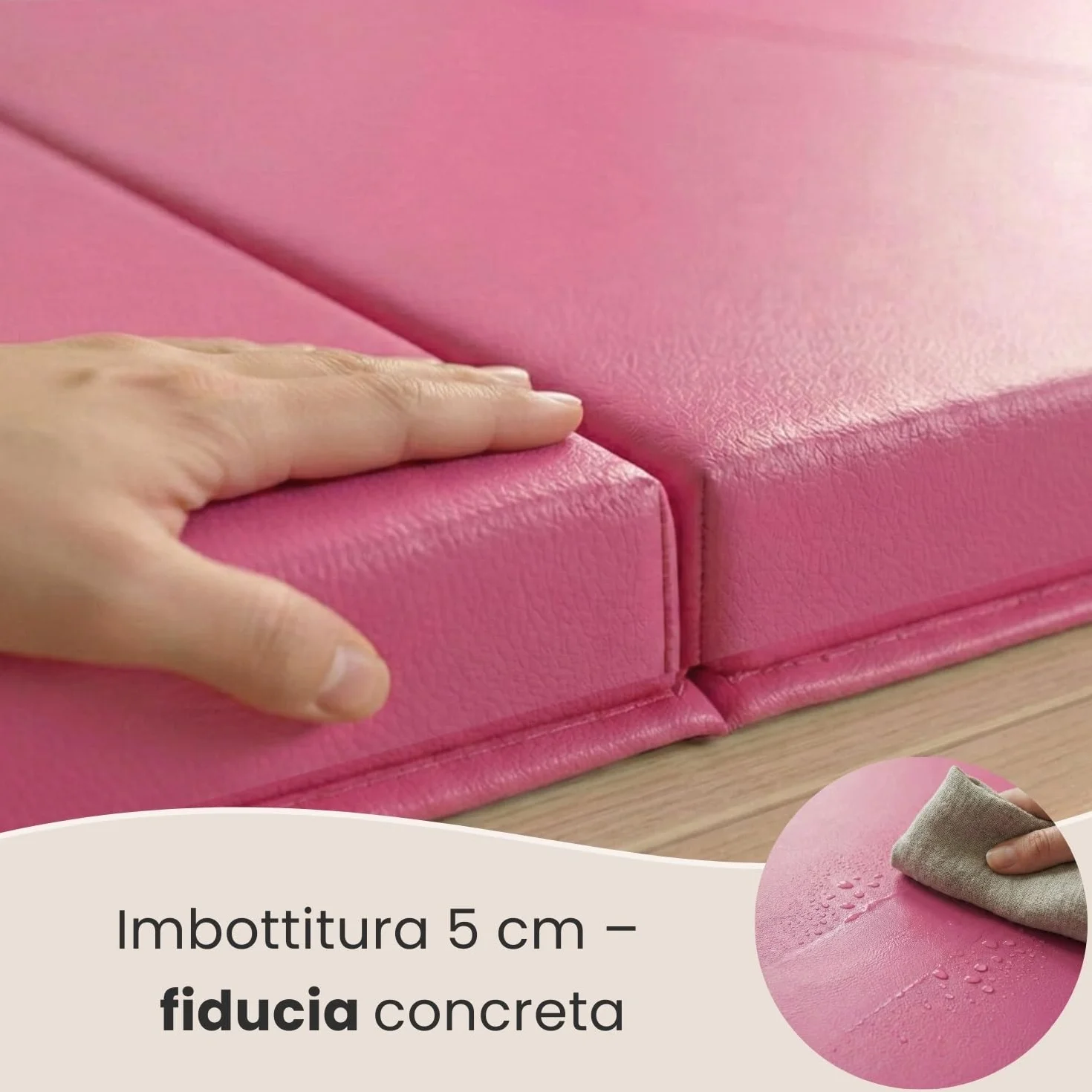 eyepower Tappetino Ginnastica Pieghevole 180x60x5 cm - Materassino Ginnico Spesso - Tappeto per Attività Artistica da Casa - Superficie per Acrobatica Yoga Sport - Tappetini Antiurto per Bambini