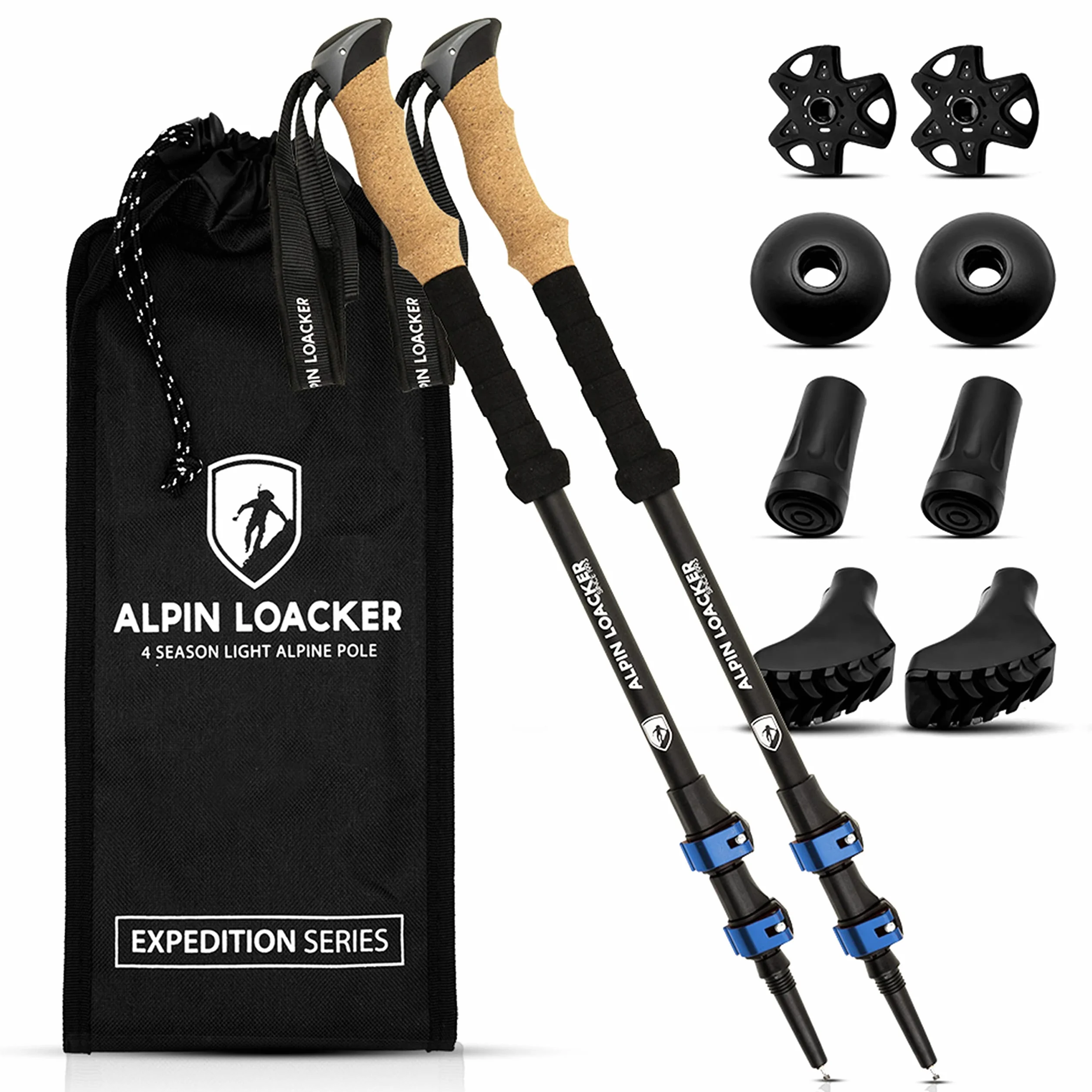 Alpin Loacker Bastoni da Trekking Telescopici Nordic Walking Alluminio Carbonio Donna Uomo