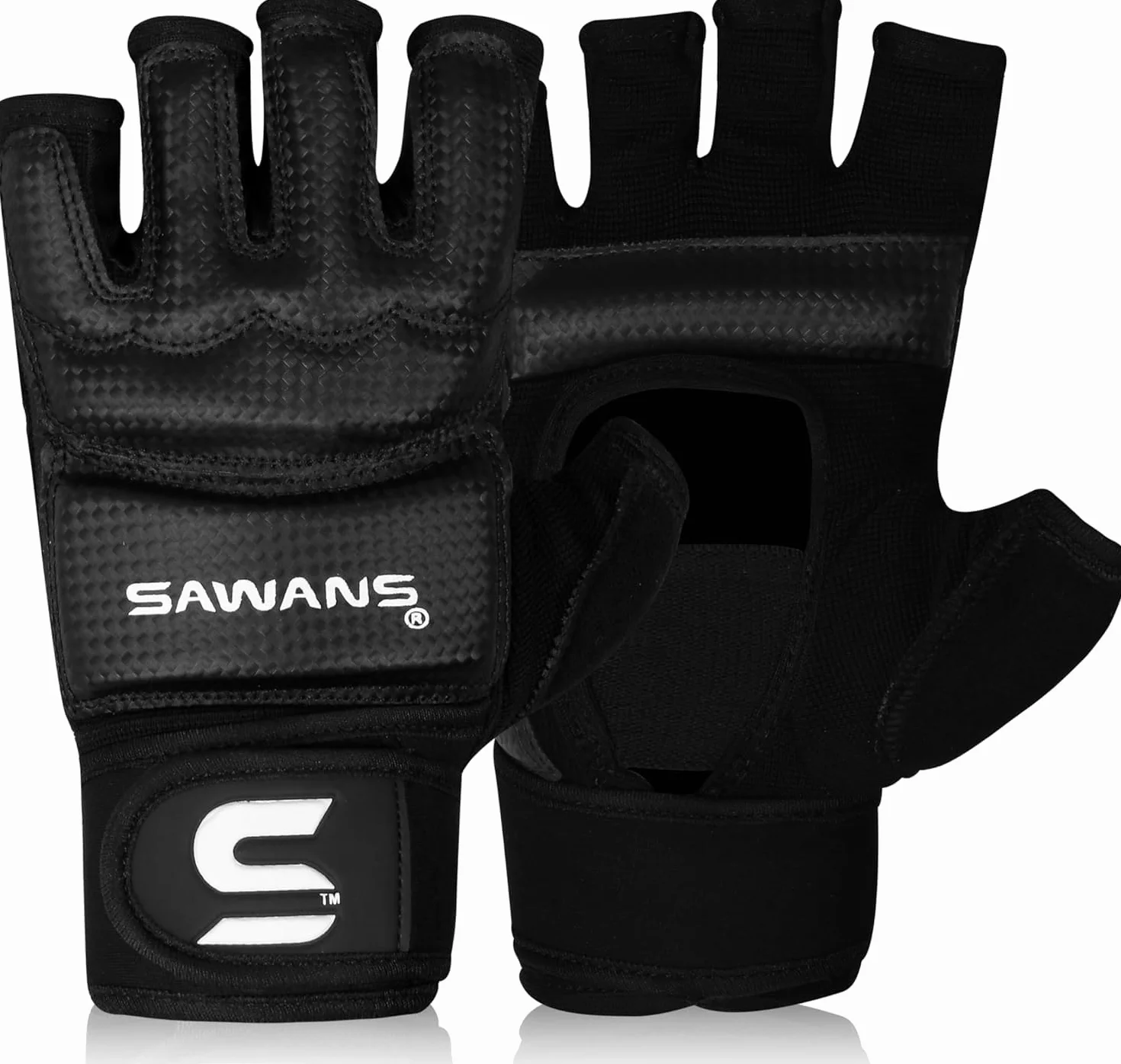 SAWANS Guanti da Boxe Uomo Donna Mezza Dito Kickboxing Sparring Arti Marziali Muay Thai