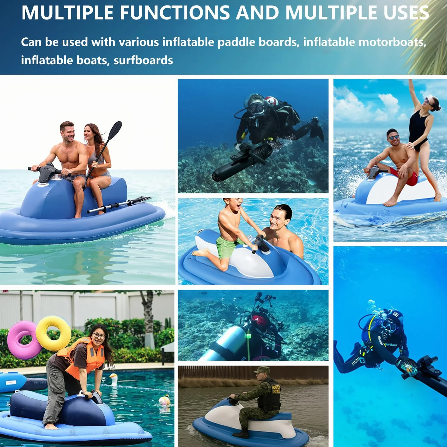 Rush Wave Surf Boat Jet Ski Set 700W 16000mAh 330 libbre Sport Acquatici Piscina Mare