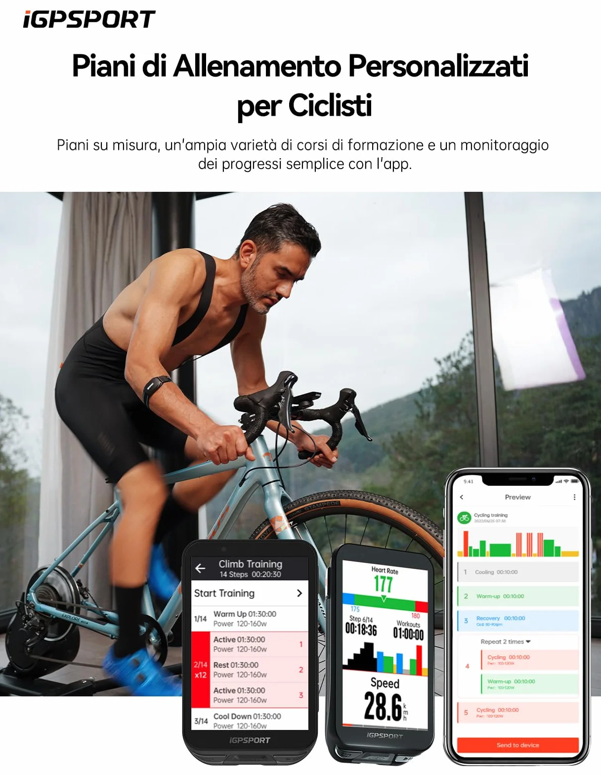 iGPSPORT iGS800 Ciclocomputer GPS Ciclismo 3.5" Schermo LCD a Colori 50 Ore Batteria Mappe Offline WiFi 32GB
