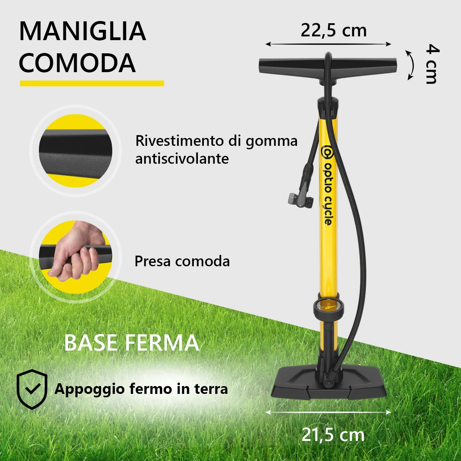 Pompa Bicicletta da Pavimento 11 Bar/160 PSI con Manometro per Valvole Presta e Schrader per Bici da Corsa, MTB, E-Bike