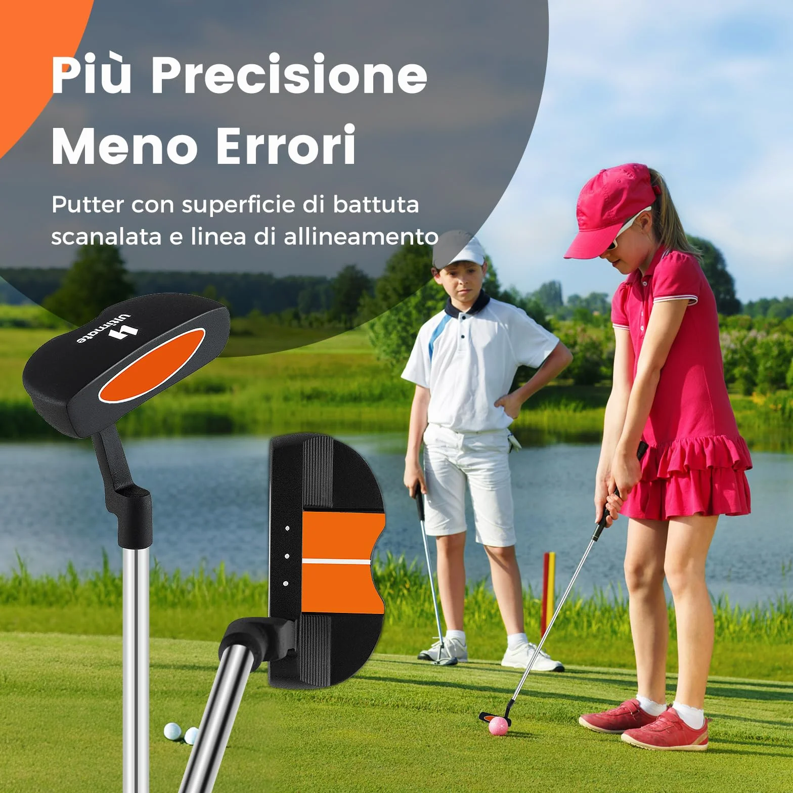 COSTWAY Set Completo Mazze da Golf Bambini Destrimano Fairway 3 Ferri 7 9 Putter Borsa Portatile