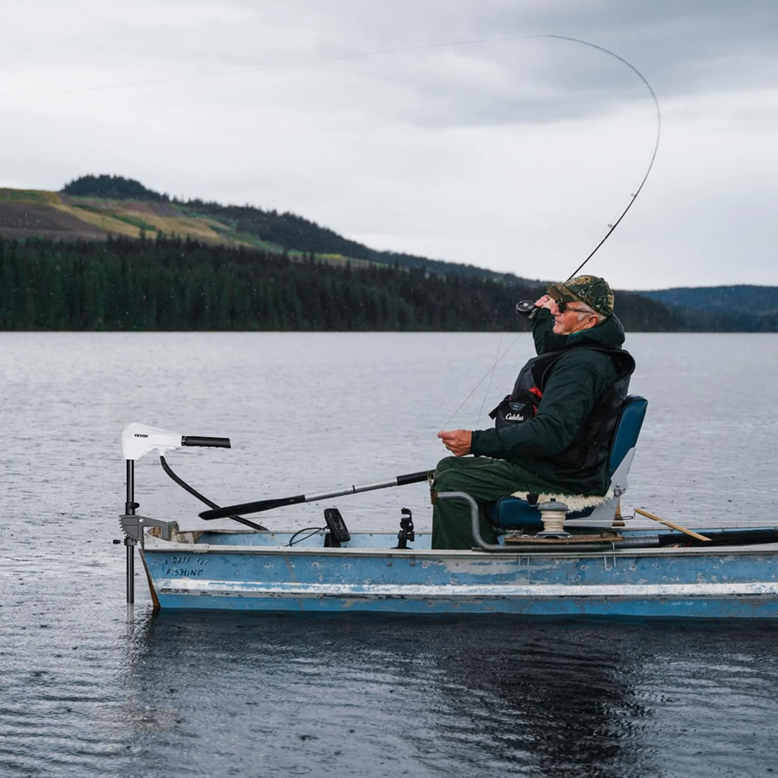 VEVOR Motore Elettrico per Barca da Pesca alla Traina, Fuoribordo 12V 55 libbre 8 Velocità
