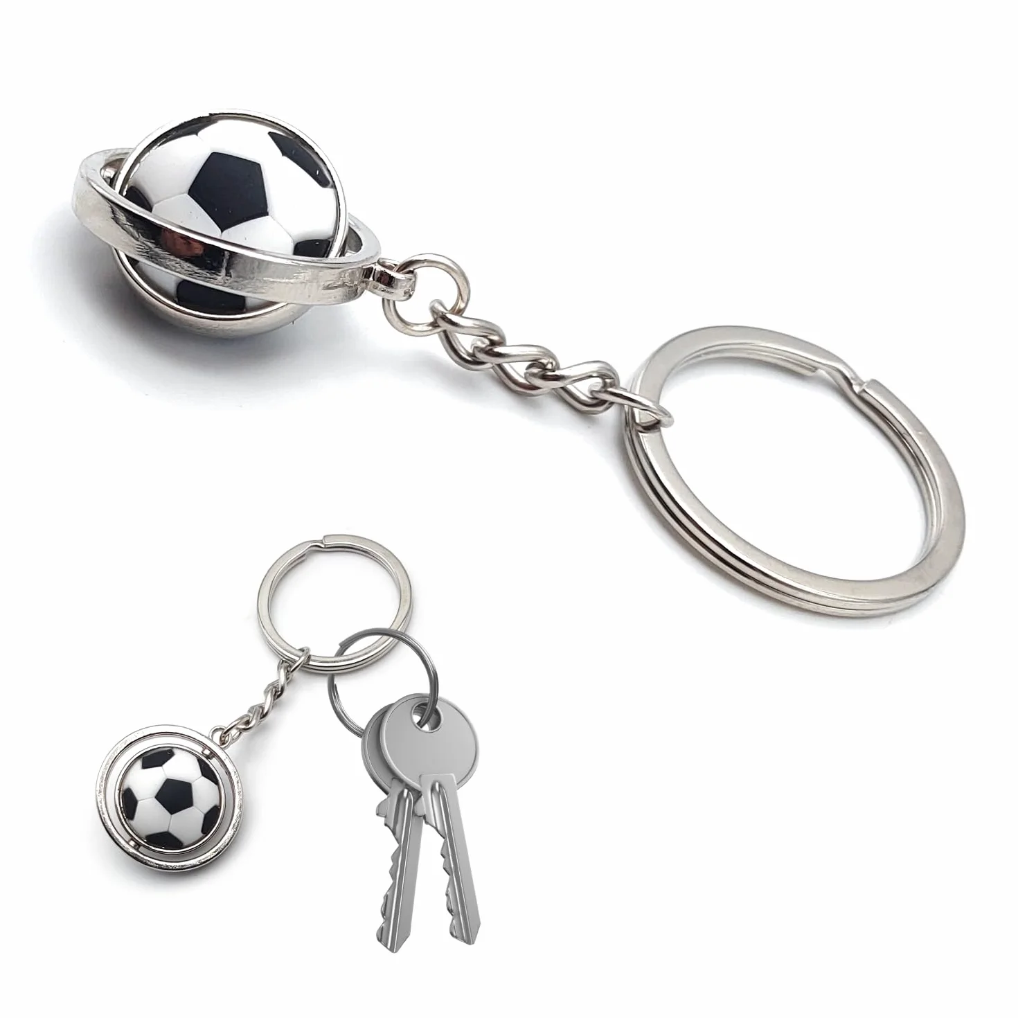 Portachiavi Tascabile Pallone da Calcio Soccer con Anello Portachiavi Accessorio Uomo Donna Regalo